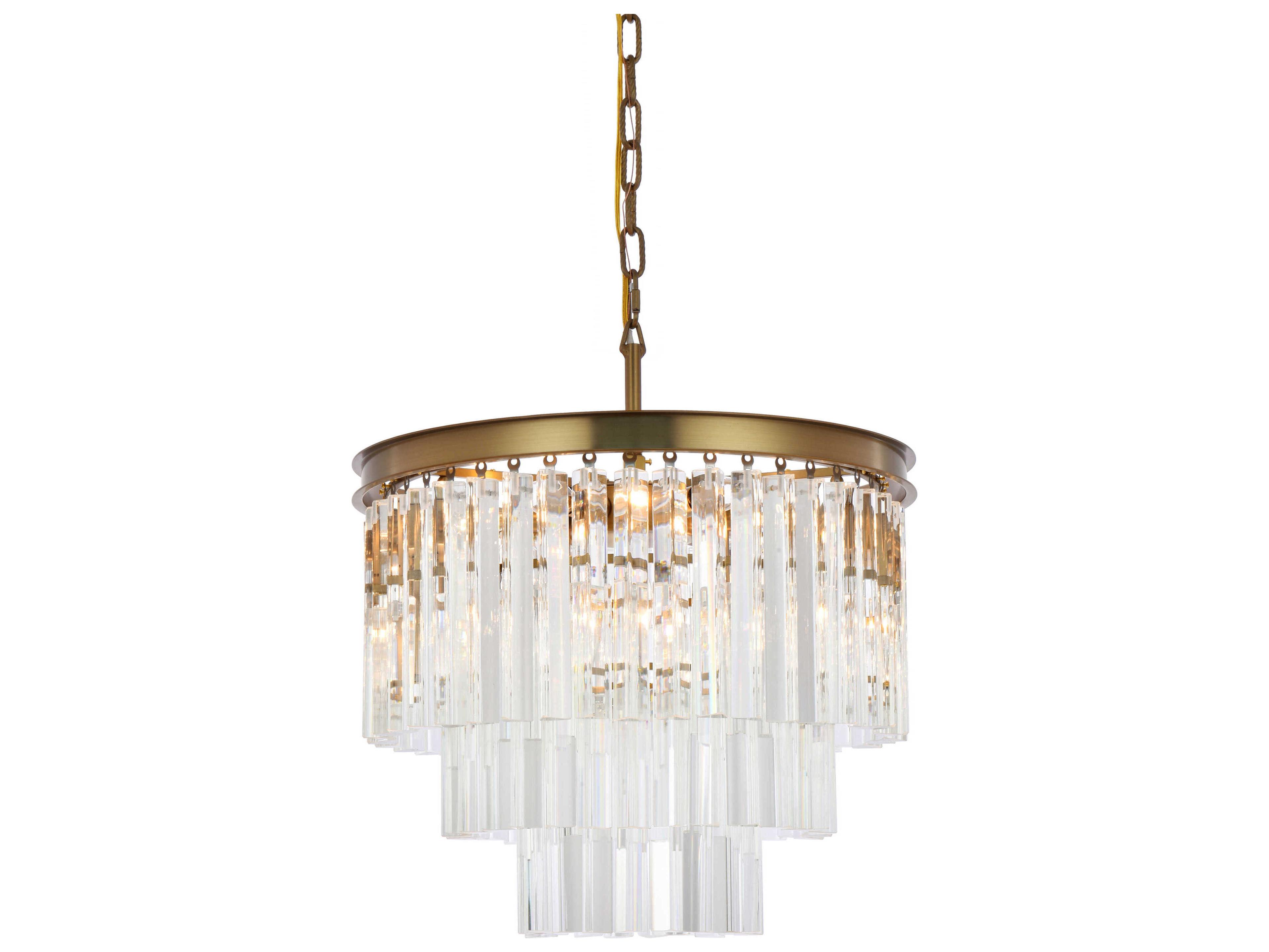 Elegant Lighting Sydney 9-Light Satin Gold Tiered Pendant