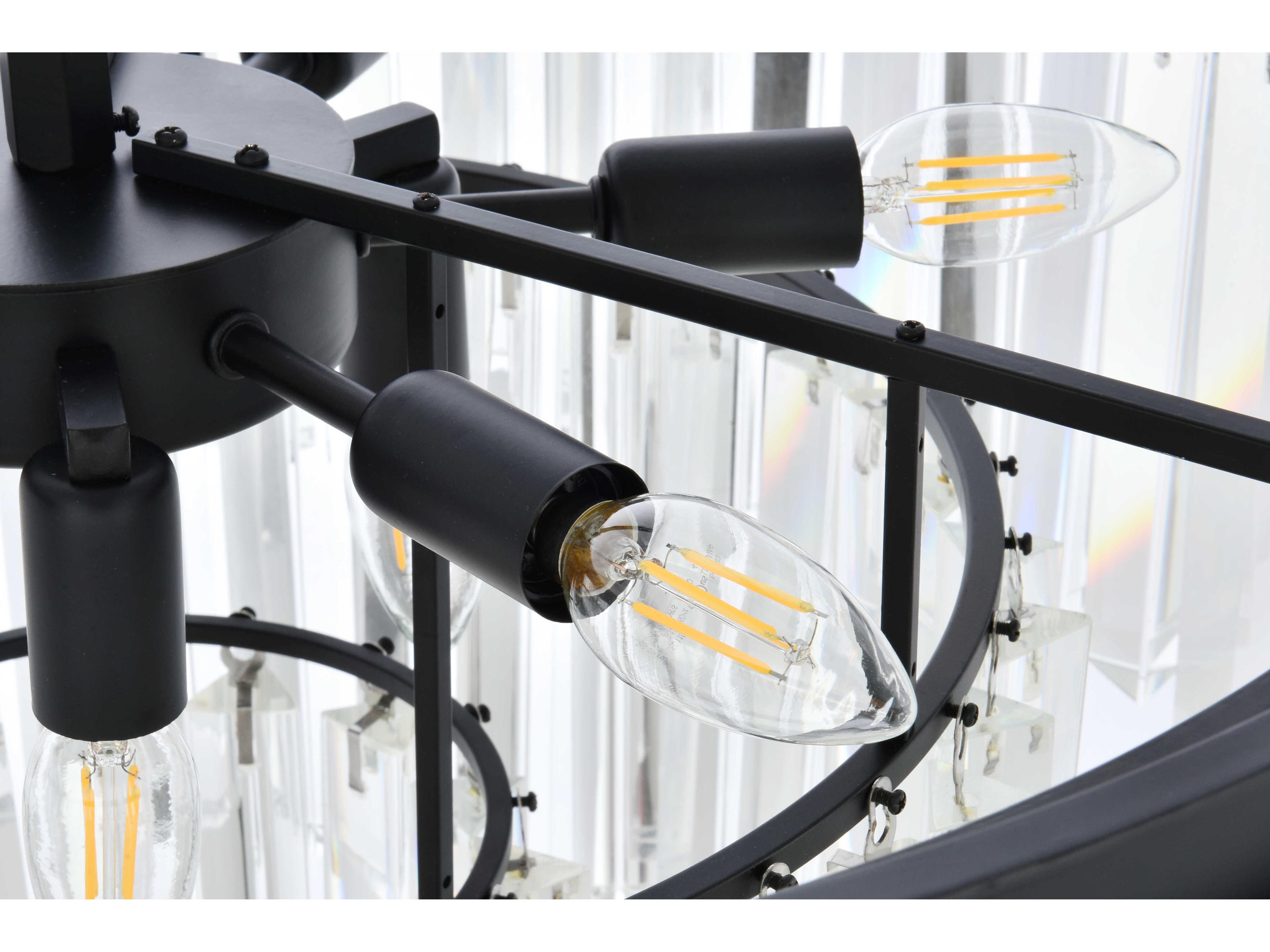 Elegant Lighting Sydney 9-Light Matte Black Clear Crystal Tiered Pendant