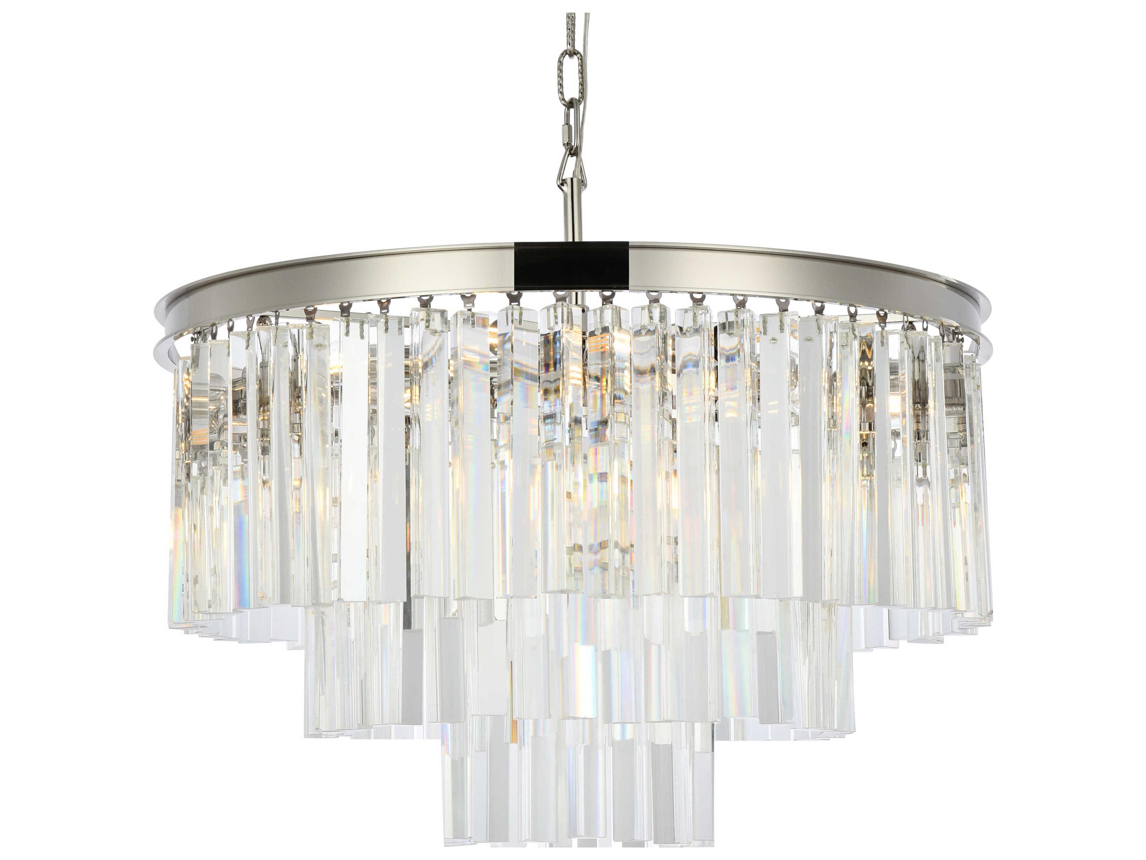 Elegant Lighting Sydney 9-Light Polished Nickel Clear Crystal Tiered Pendant