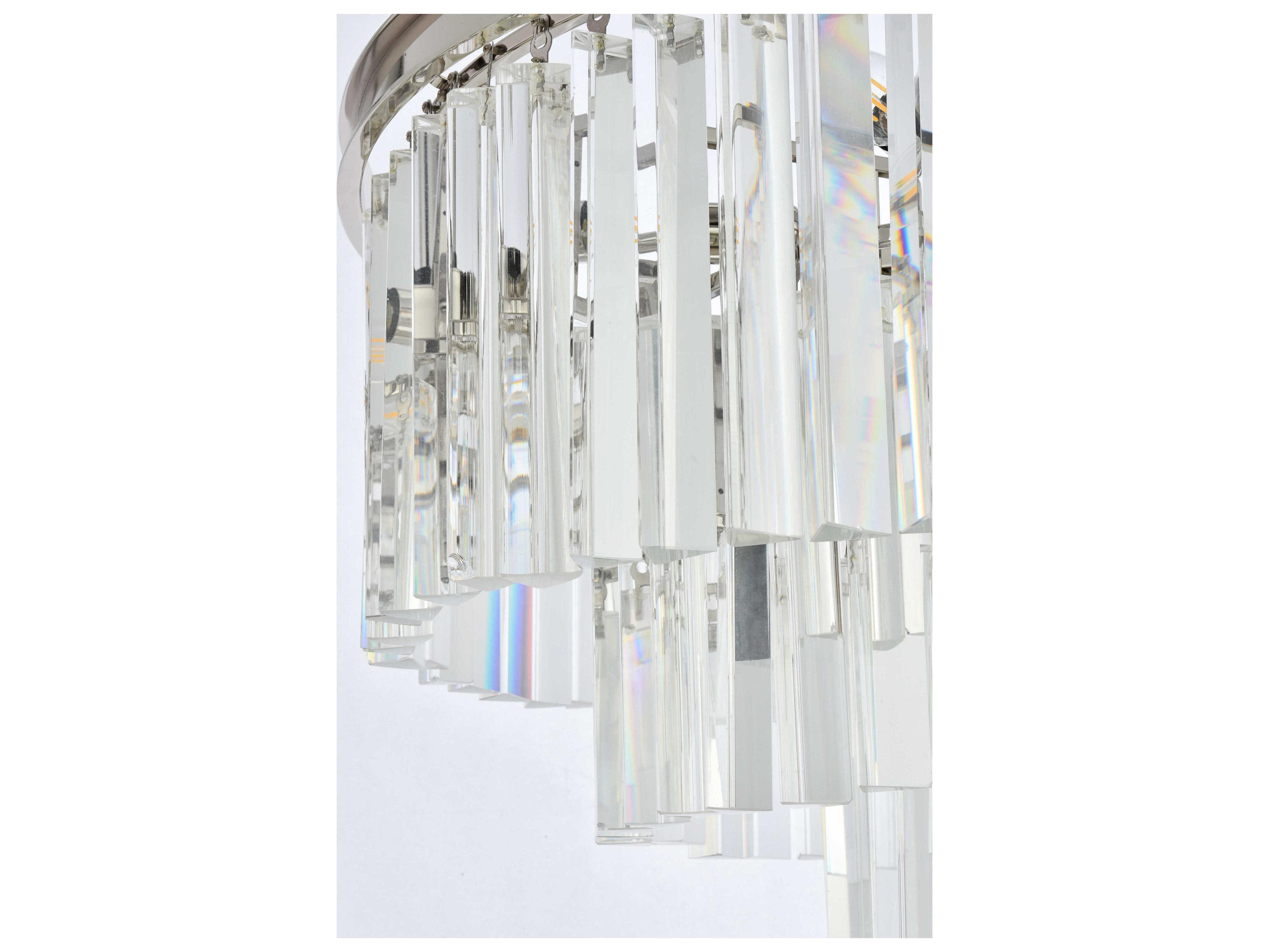 Elegant Lighting Sydney 9-Light Polished Nickel Clear Crystal Tiered Pendant