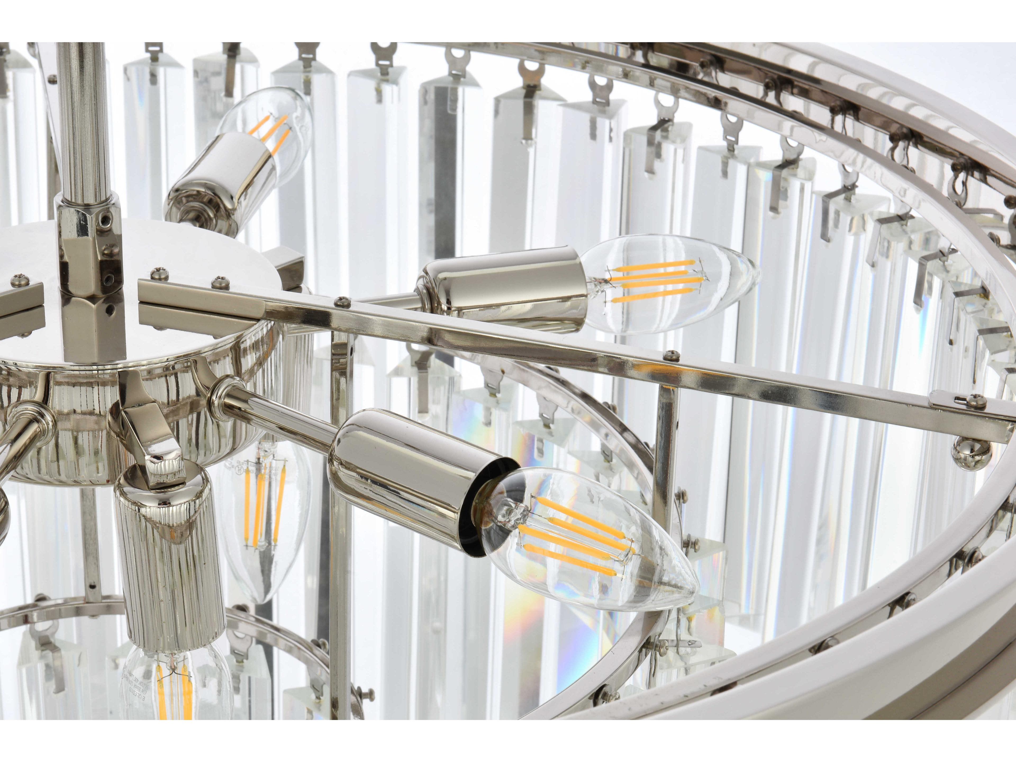 Elegant Lighting Sydney 9-Light Polished Nickel Clear Crystal Tiered Pendant