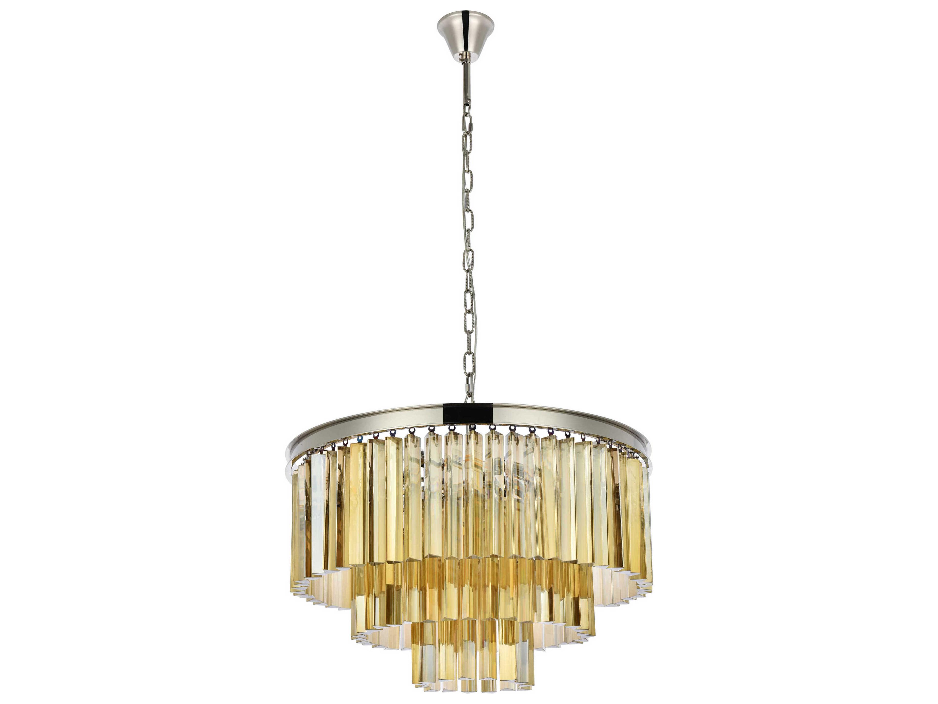 Elegant Lighting Sydney 9-Light Polished Nickel Gold Crystal Tiered Pendant