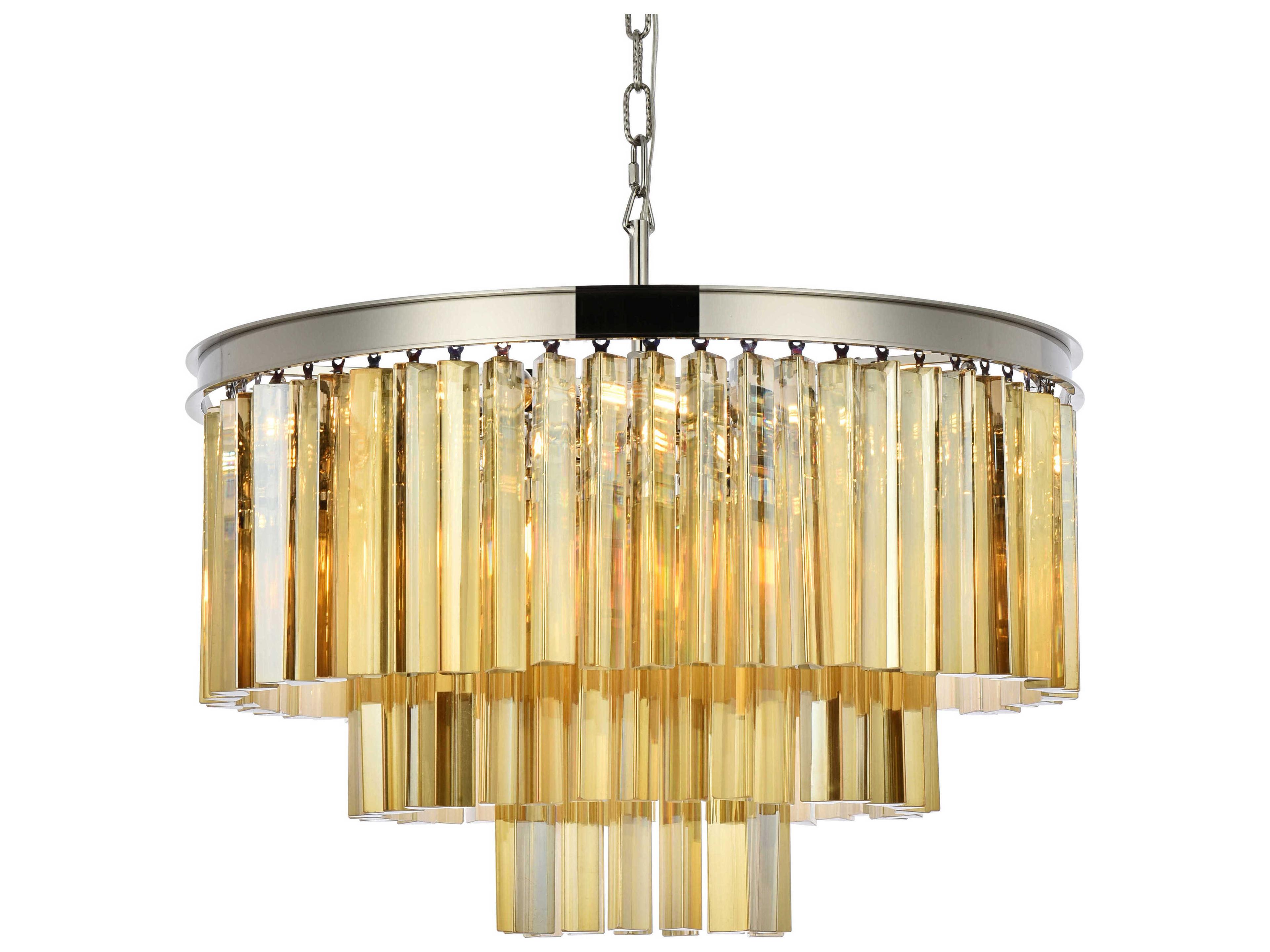 Elegant Lighting Sydney 9-Light Polished Nickel Gold Crystal Tiered Pendant
