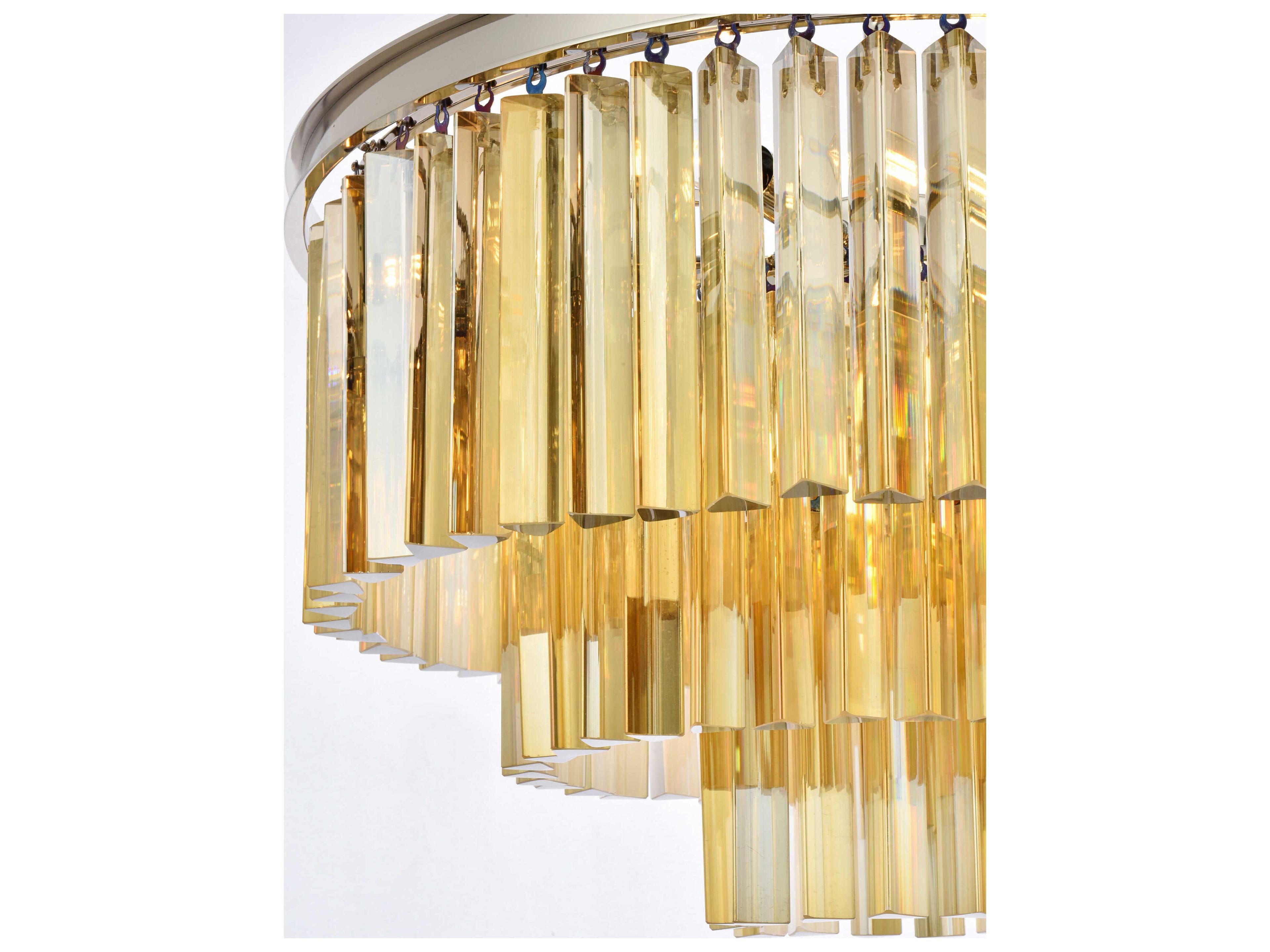 Elegant Lighting Sydney 9-Light Polished Nickel Gold Crystal Tiered Pendant