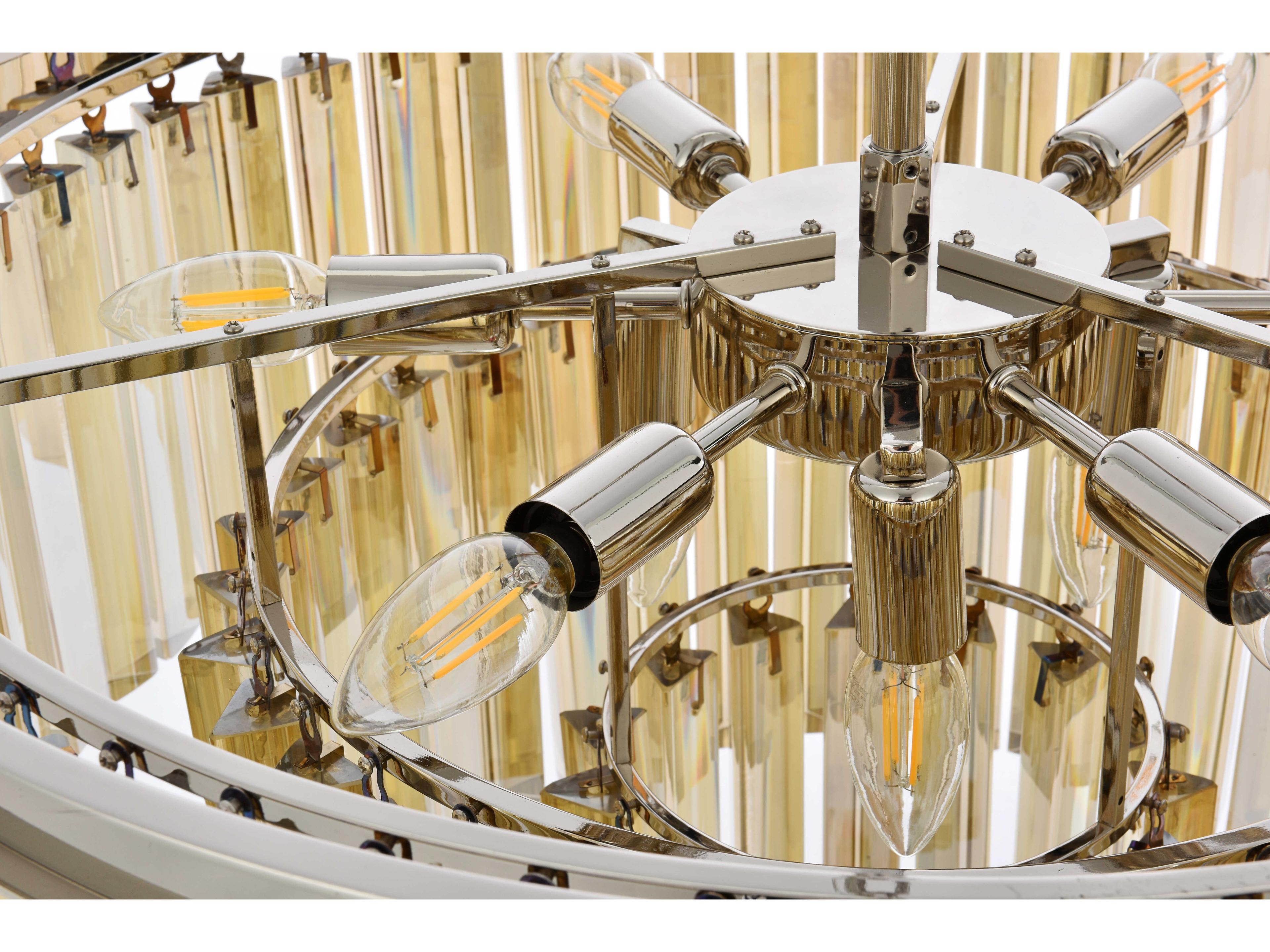 Elegant Lighting Sydney 9-Light Polished Nickel Gold Crystal Tiered Pendant