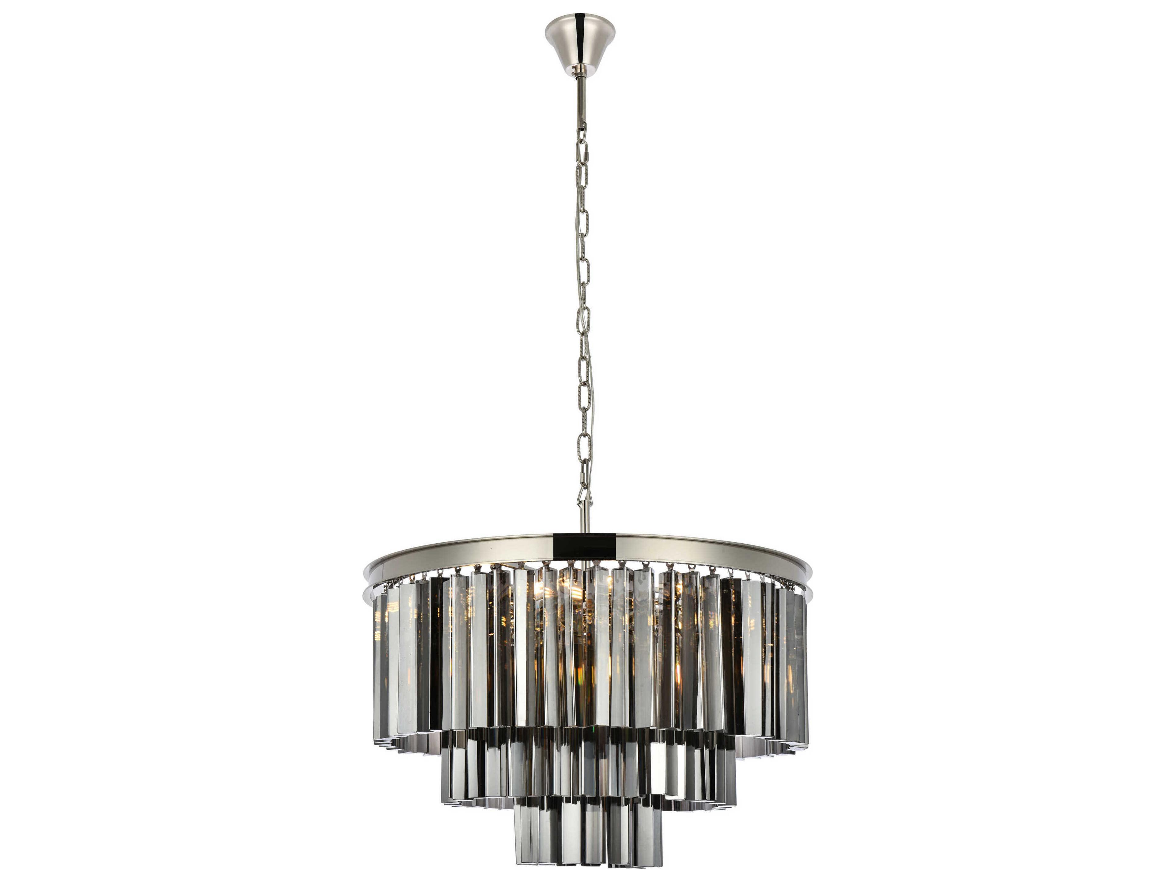 Elegant Lighting Sydney 9-Light Polished Nickel Silver Crystal Tiered Pendant