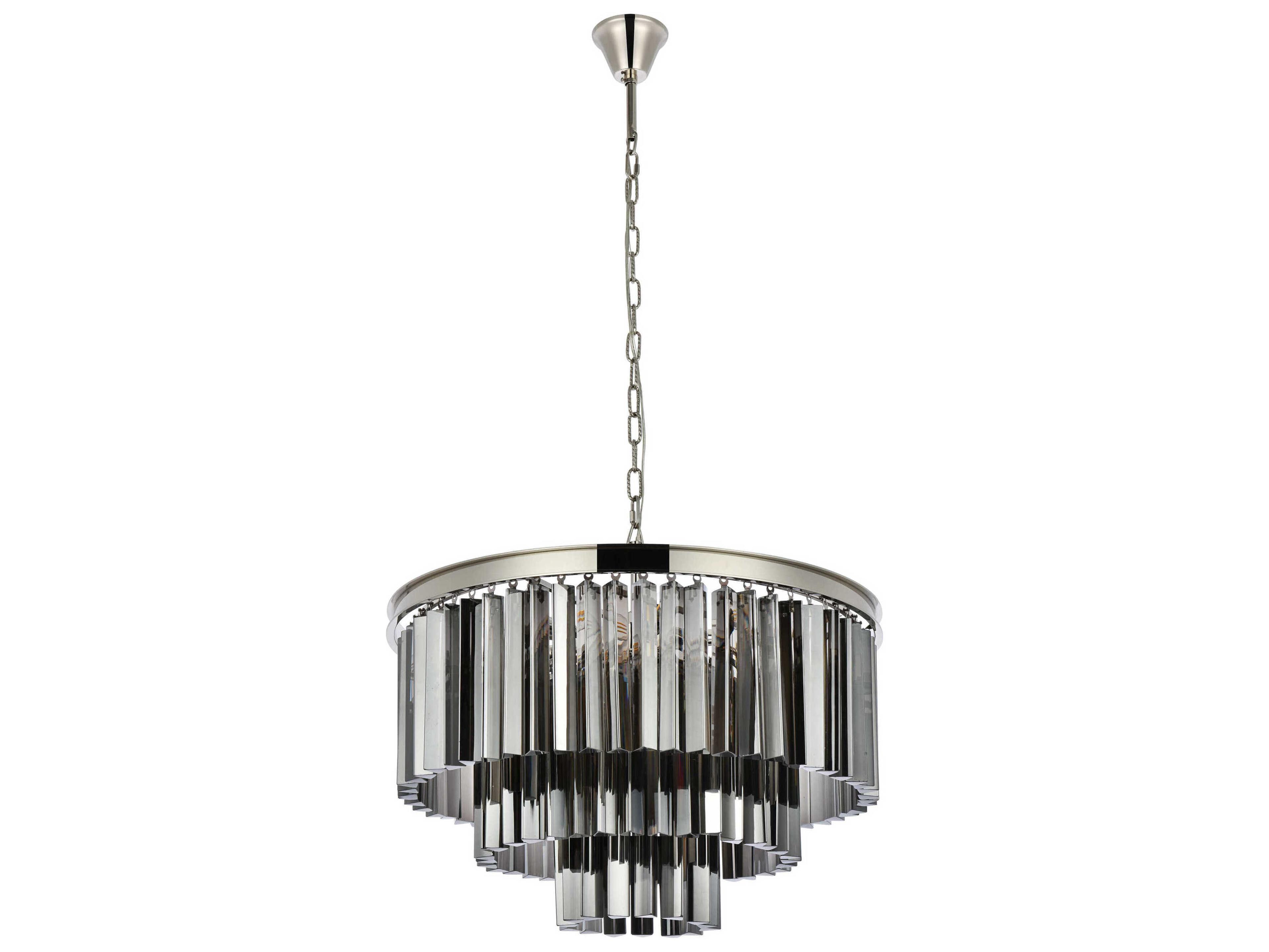 Elegant Lighting Sydney 9-Light Polished Nickel Silver Crystal Tiered Pendant