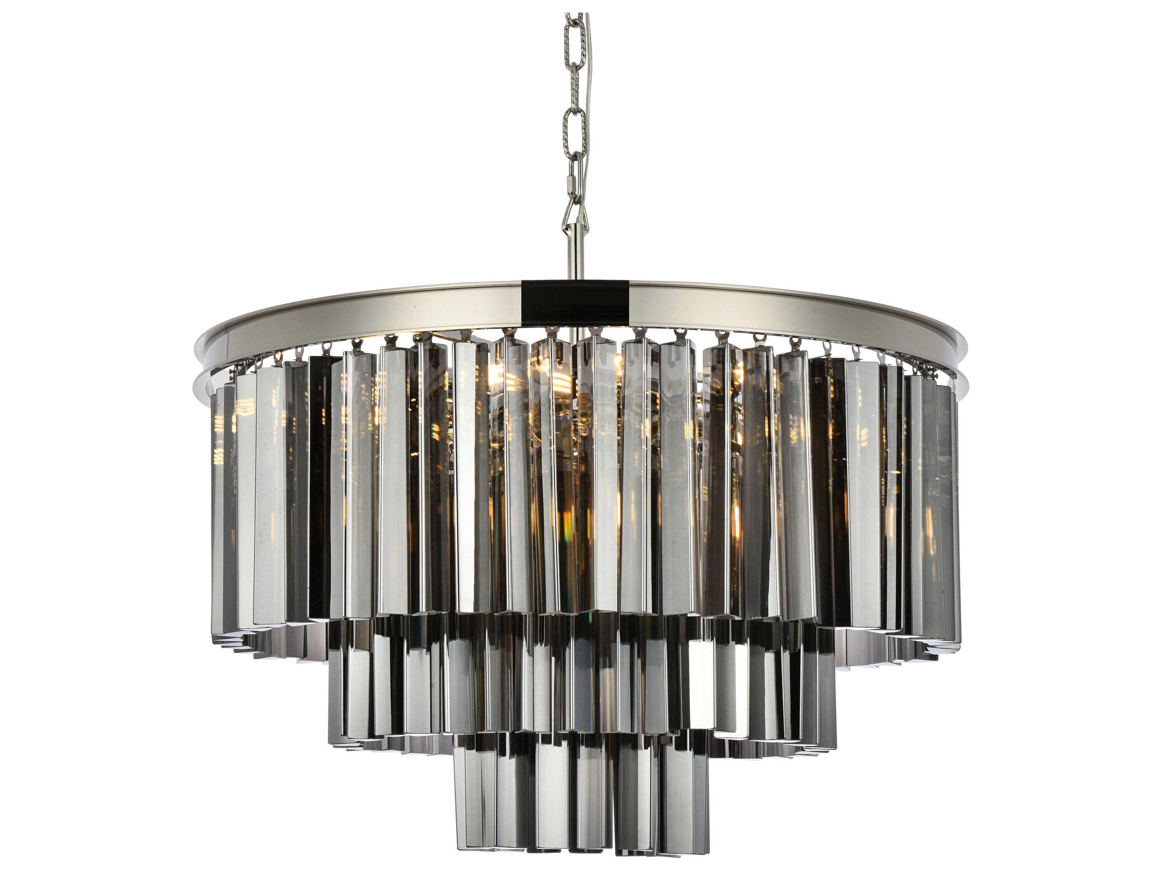 Elegant Lighting Sydney 9-Light Polished Nickel Silver Crystal Tiered Pendant