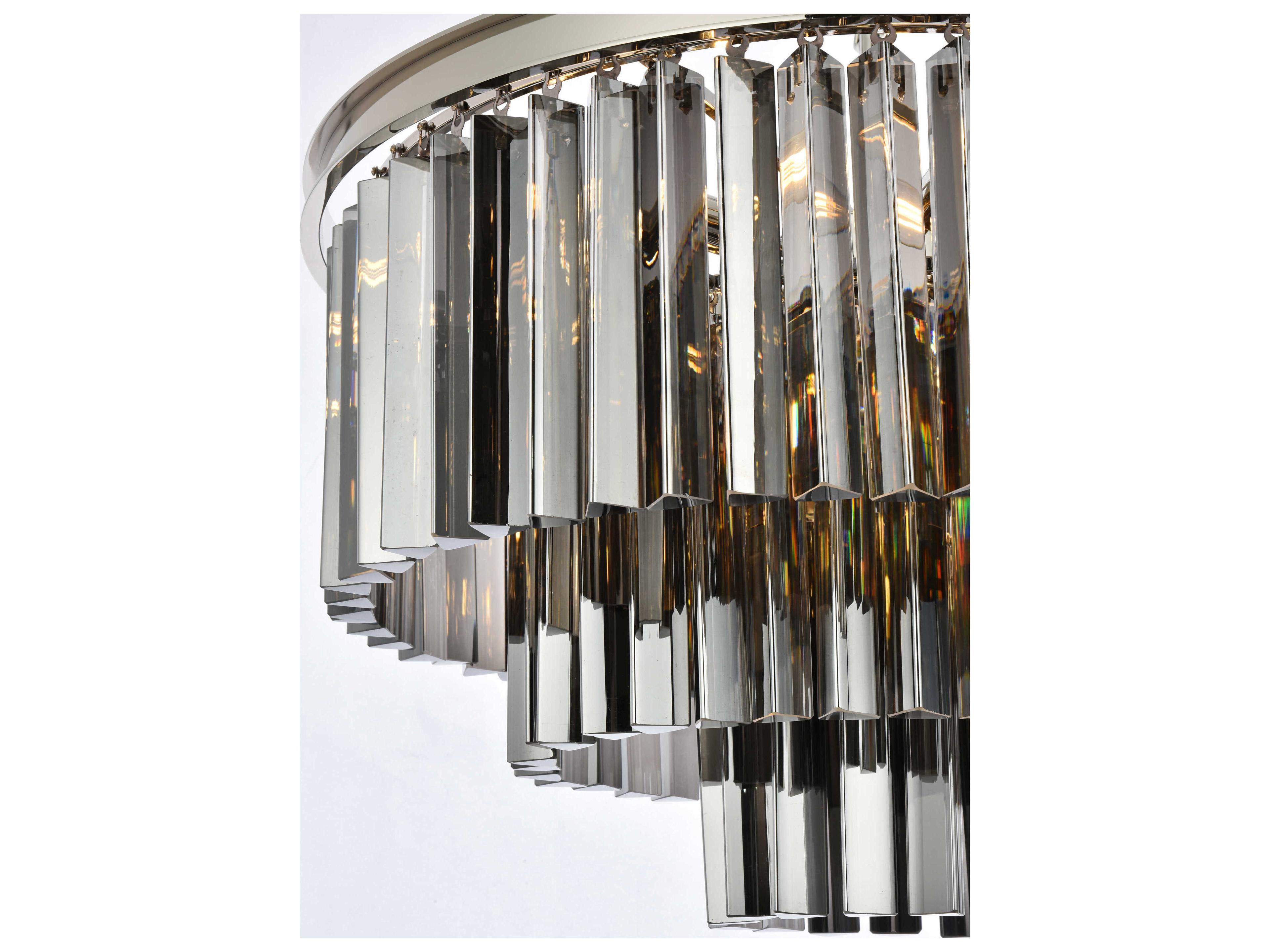 Elegant Lighting Sydney 9-Light Polished Nickel Silver Crystal Tiered Pendant