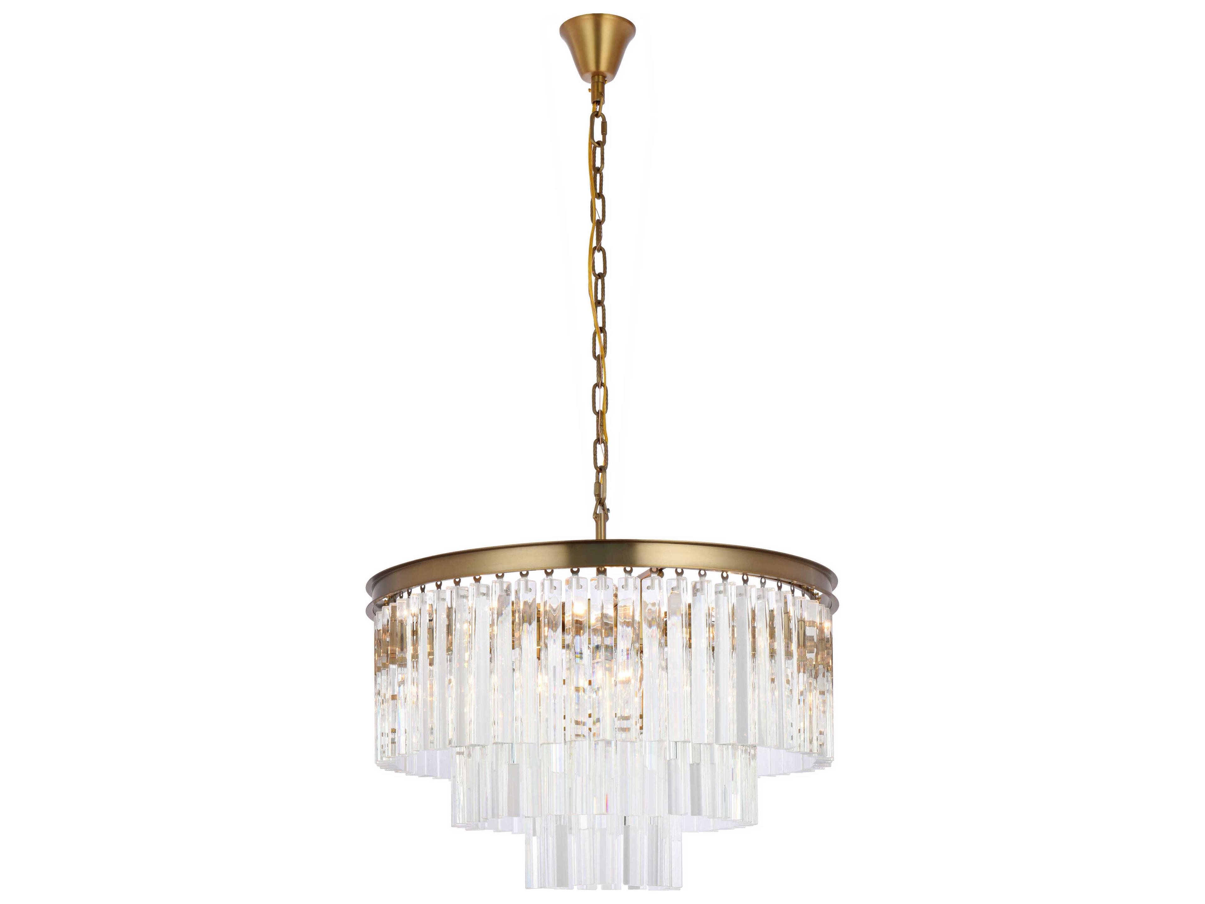 Elegant Lighting Sydney 9-Light Satin Gold Tiered Pendant