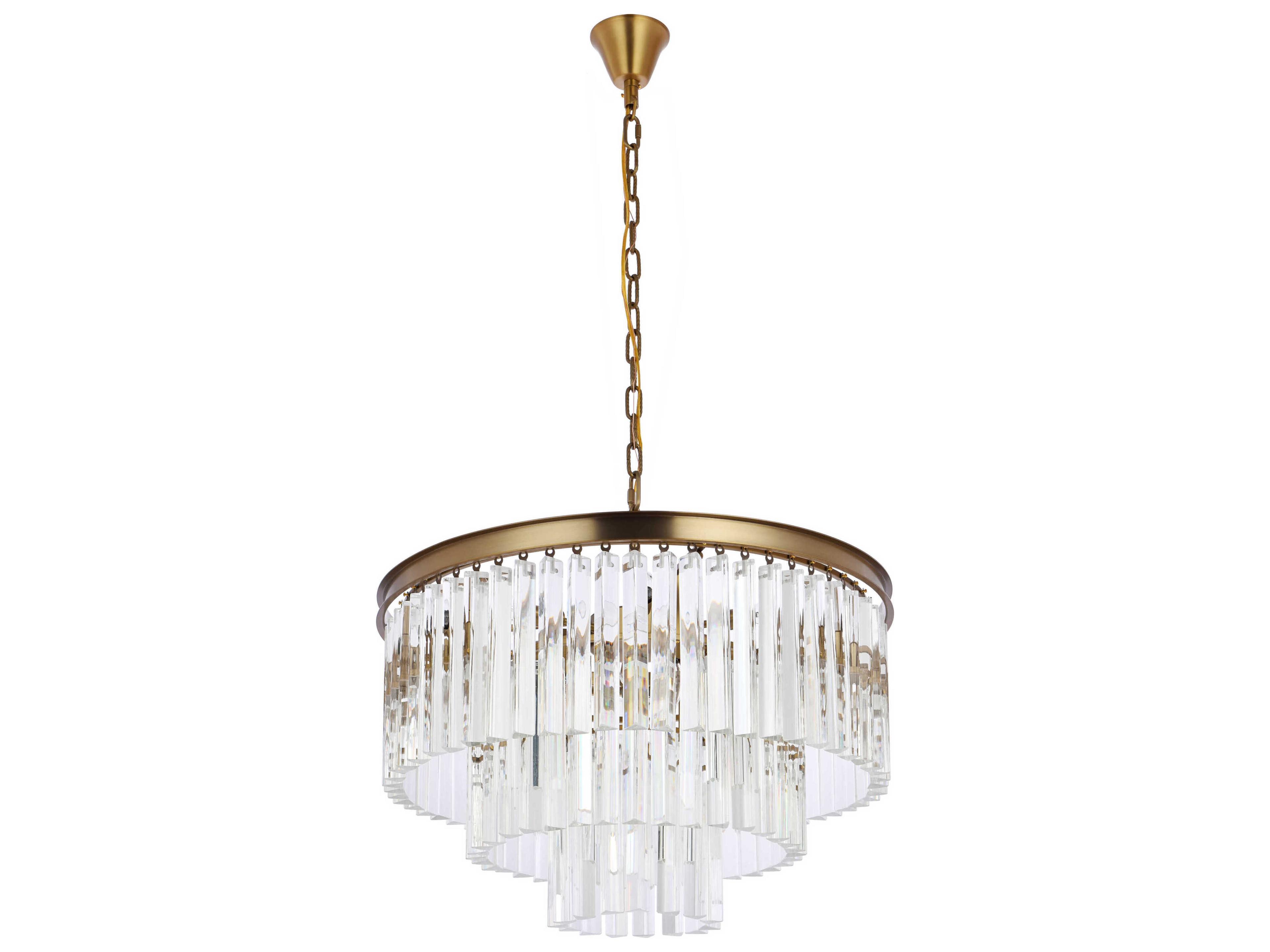 Elegant Lighting Sydney 9-Light Satin Gold Tiered Pendant