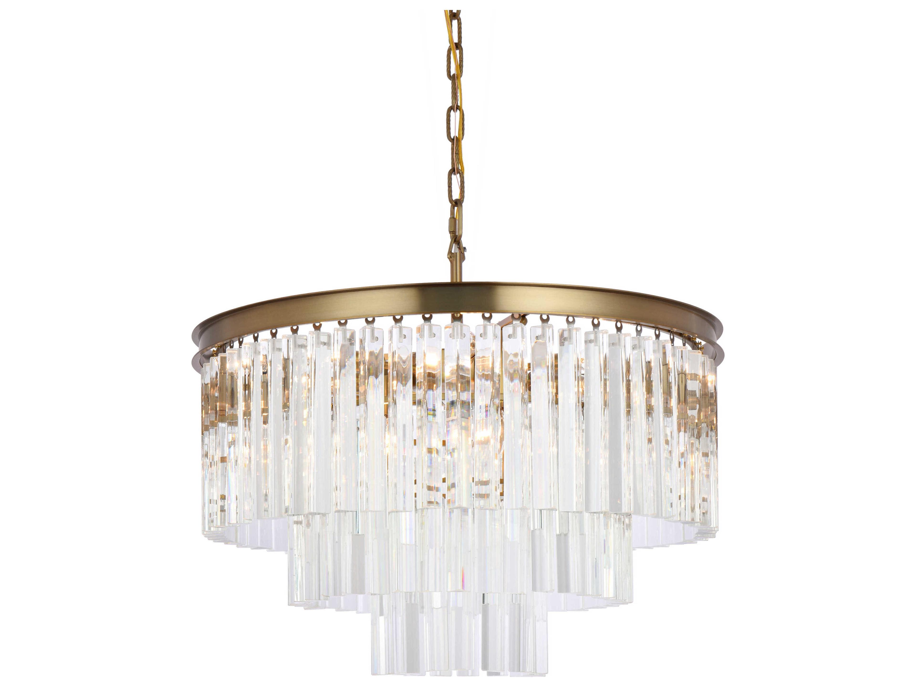Elegant Lighting Sydney 9-Light Satin Gold Tiered Pendant