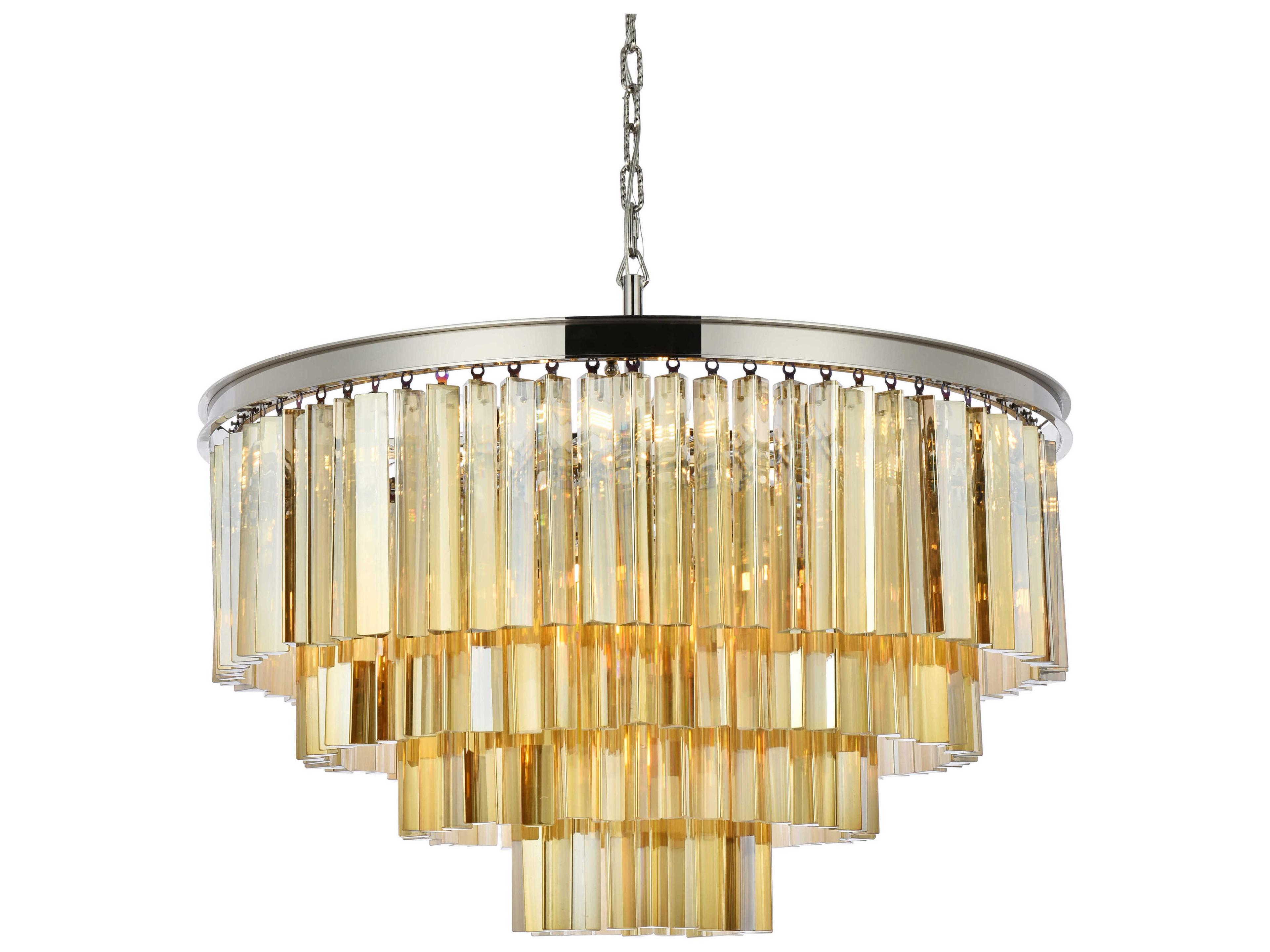 Elegant Lighting Sydney 17-Light Polished Nickel Gold Crystal Tiered Pendant