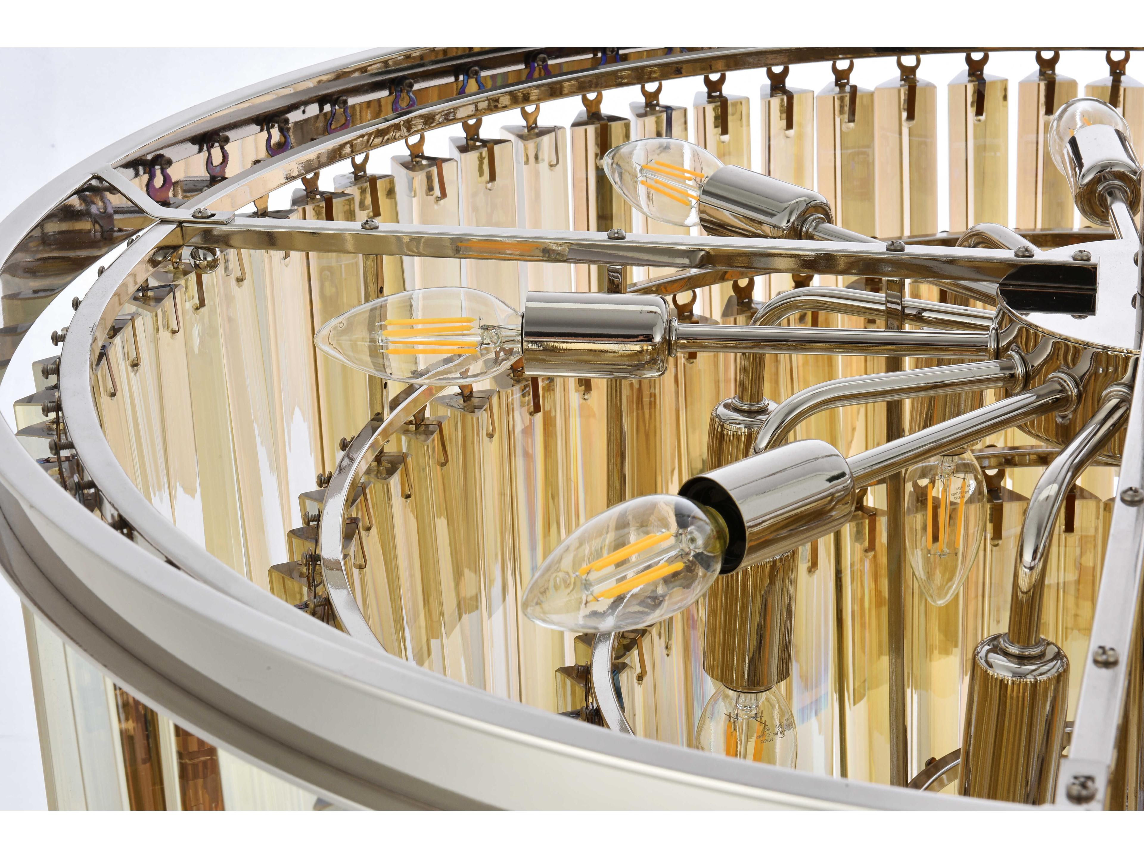 Elegant Lighting Sydney 17-Light Polished Nickel Gold Crystal Tiered Pendant