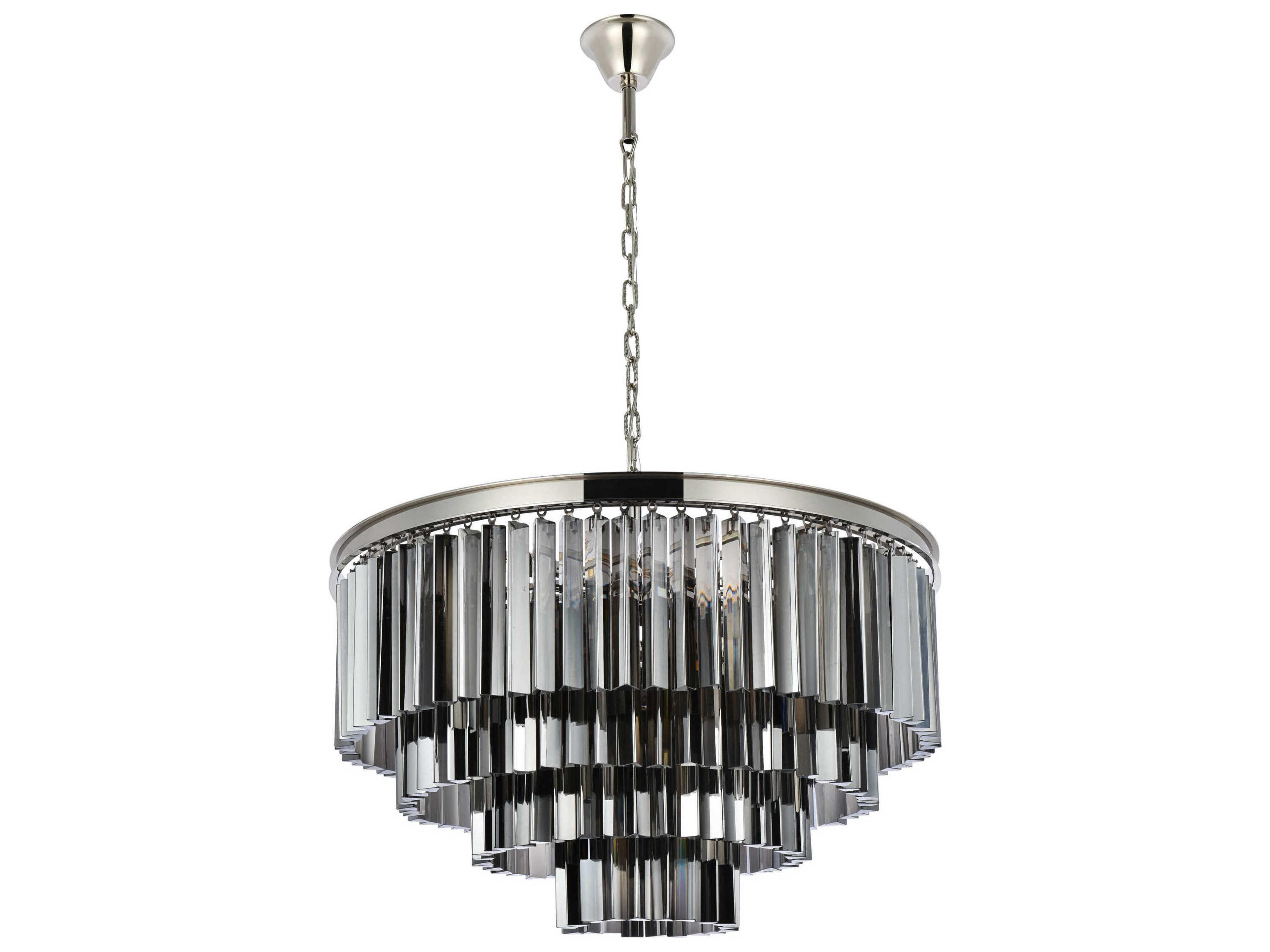 Elegant Lighting Sydney 17-Light Polished Nickel Silver Crystal Tiered Pendant