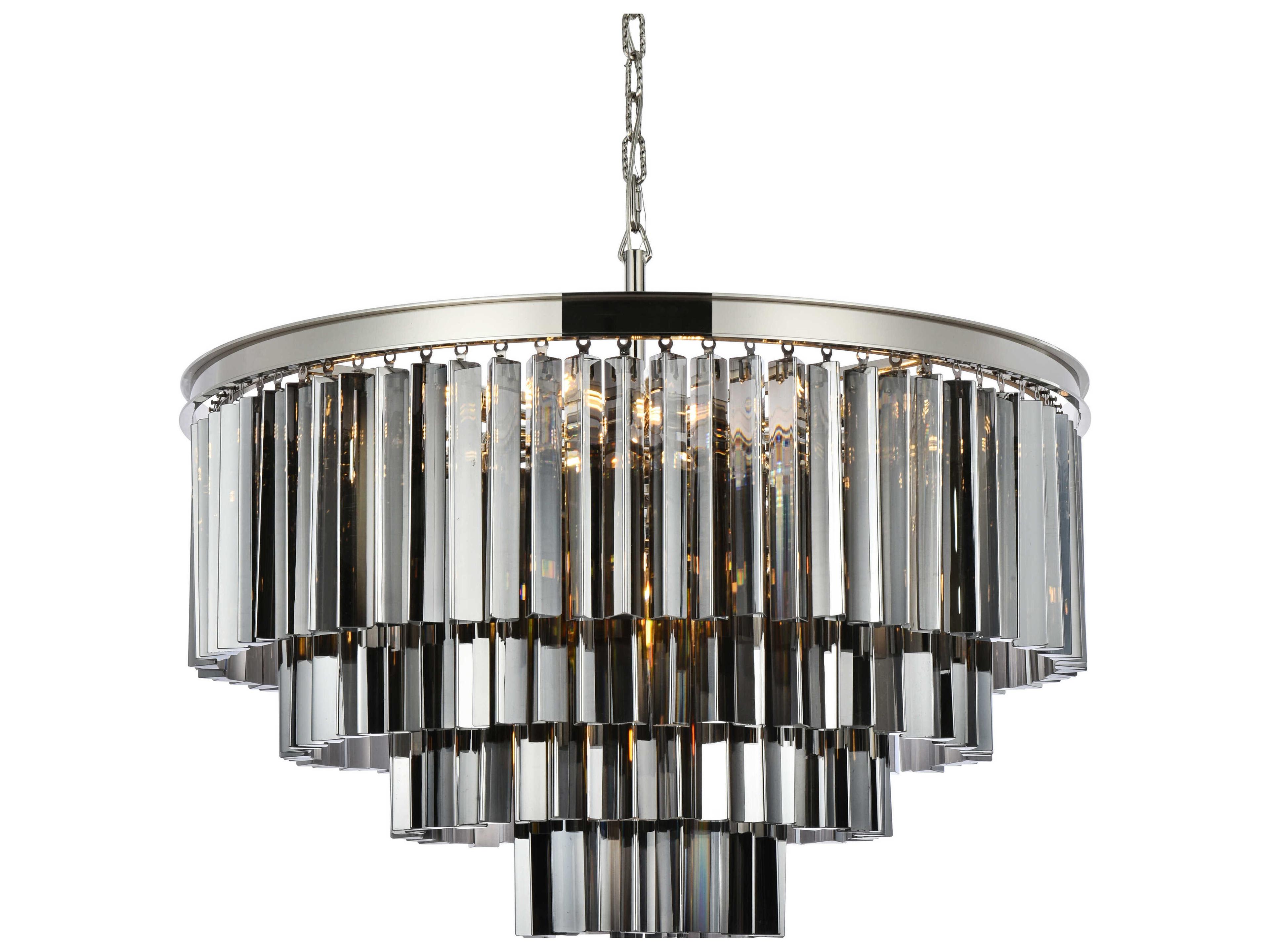 Elegant Lighting Sydney 17-Light Polished Nickel Silver Crystal Tiered Pendant