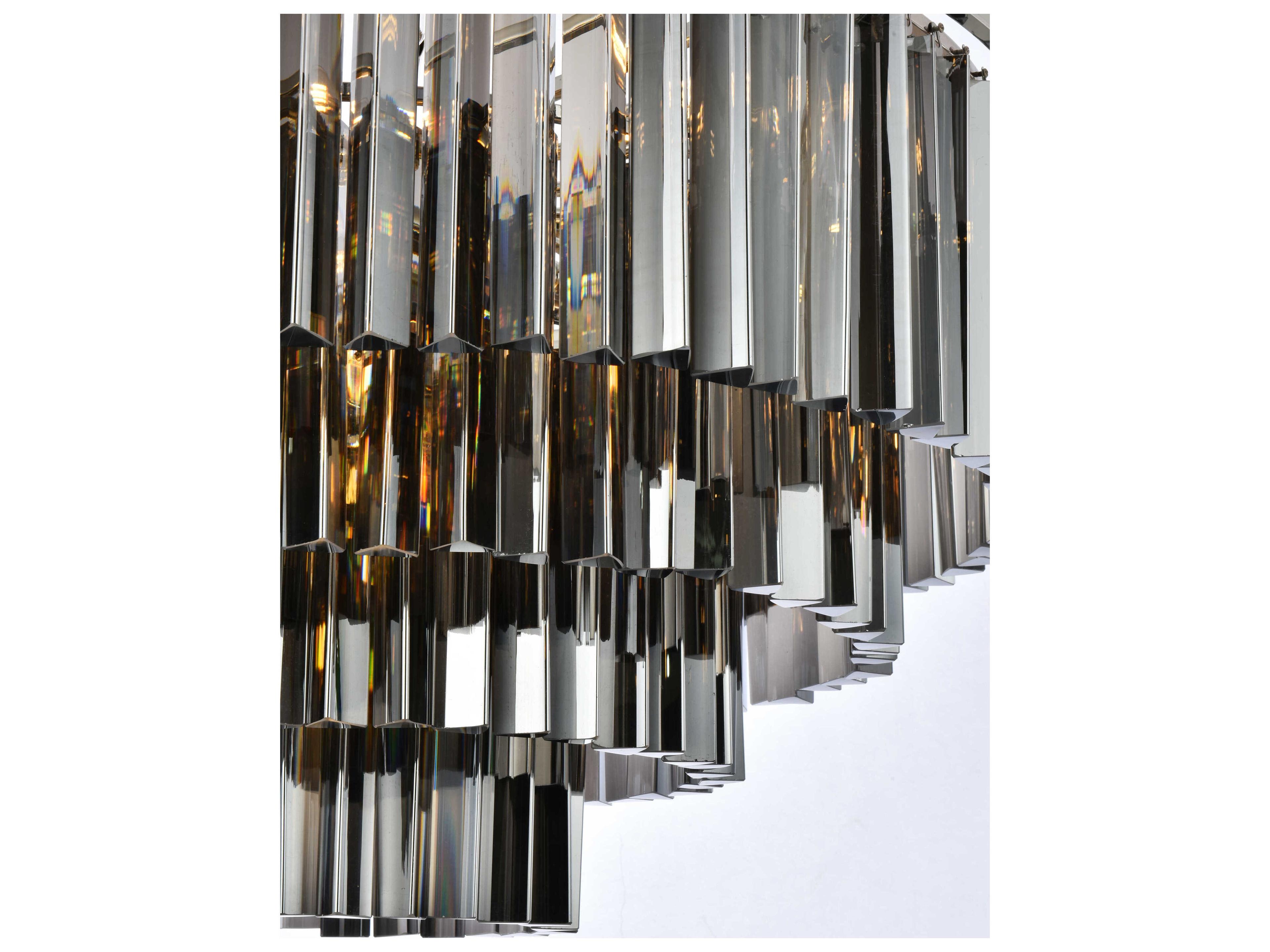 Elegant Lighting Sydney 17-Light Polished Nickel Silver Crystal Tiered Pendant