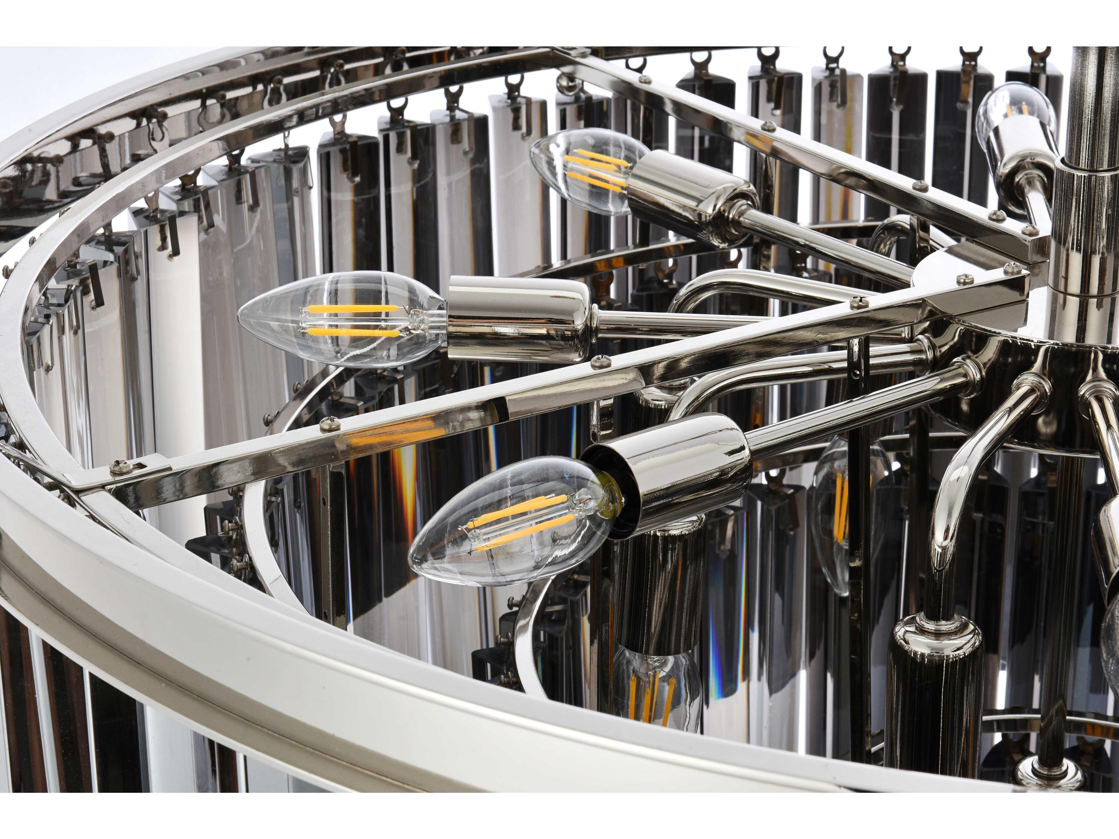 Elegant Lighting Sydney 17-Light Polished Nickel Silver Crystal Tiered Pendant