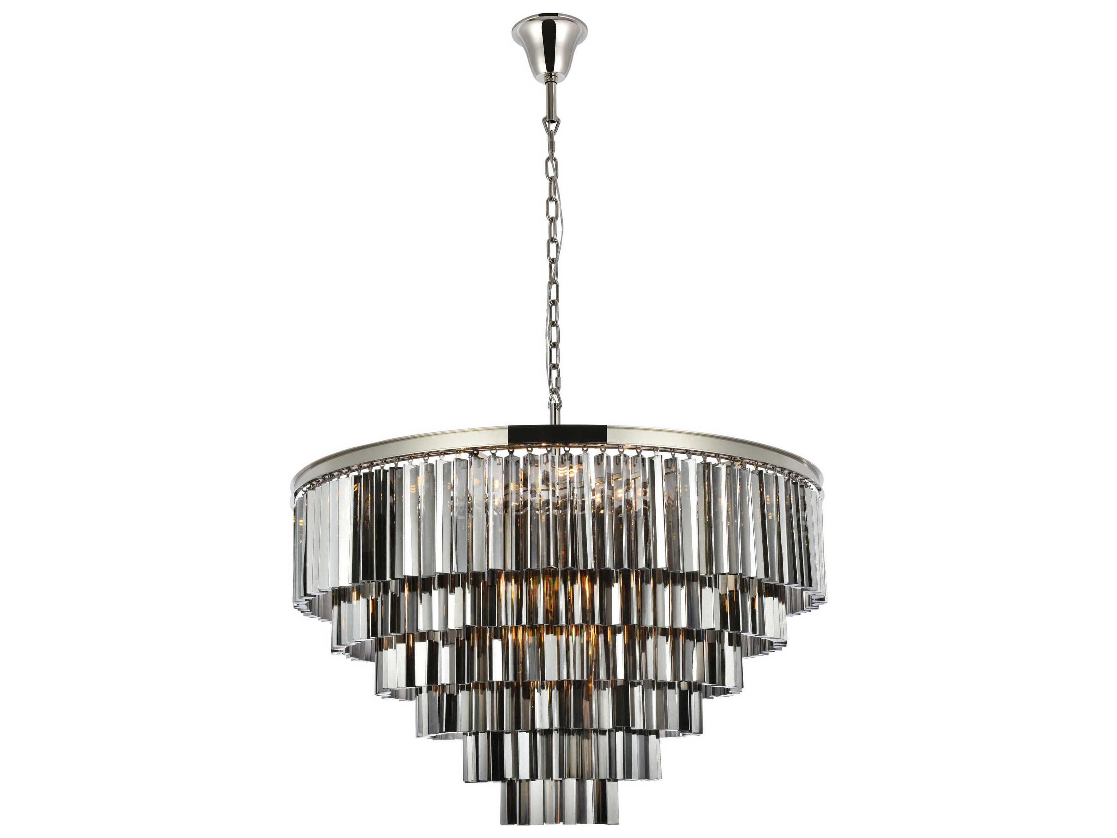 Sydney 33-Light Polished Nickel Silver Crystal Tiered Pendant