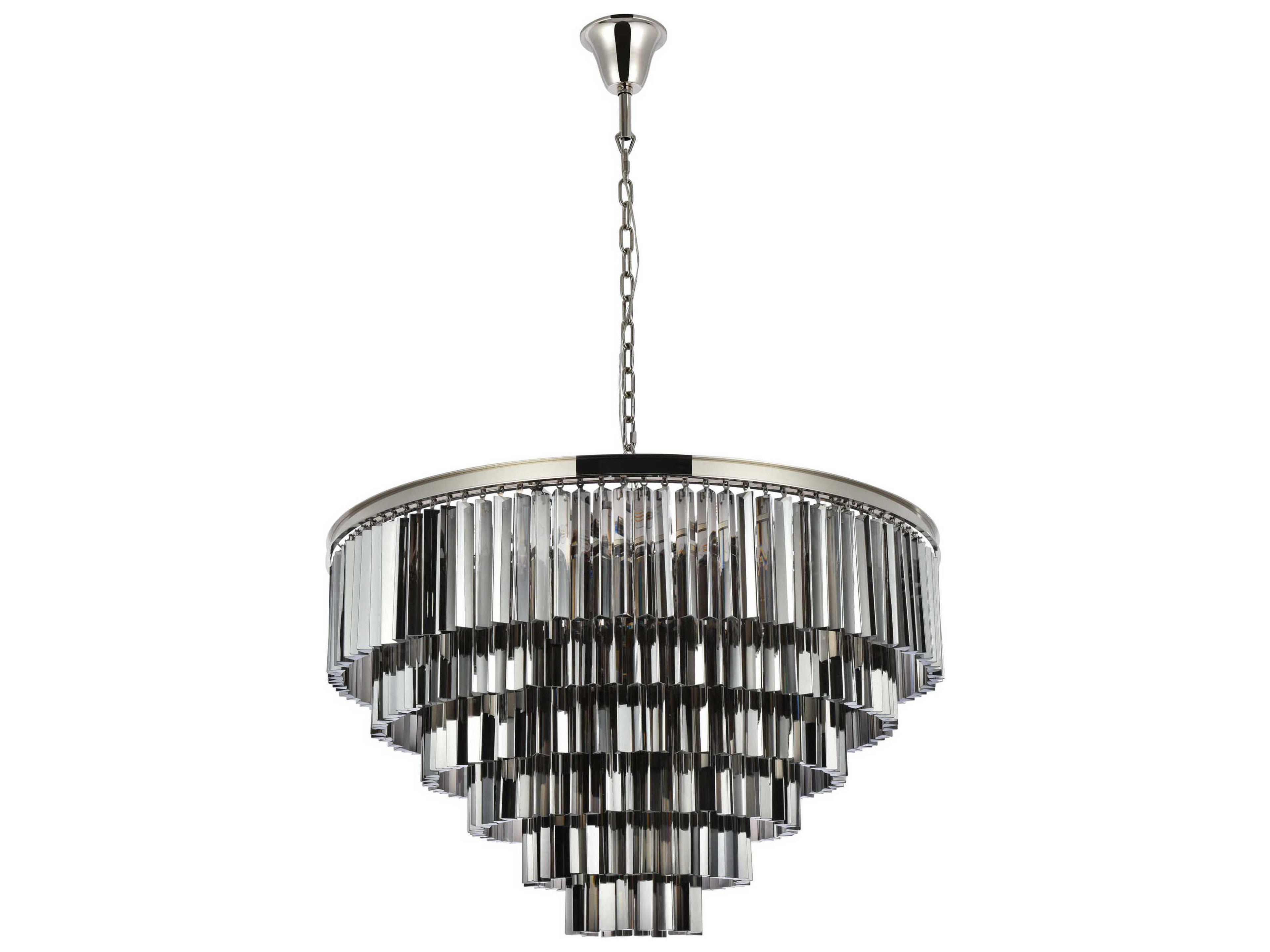 Elegant Lighting Sydney 33-Light Polished Nickel Silver Crystal Tiered Pendant