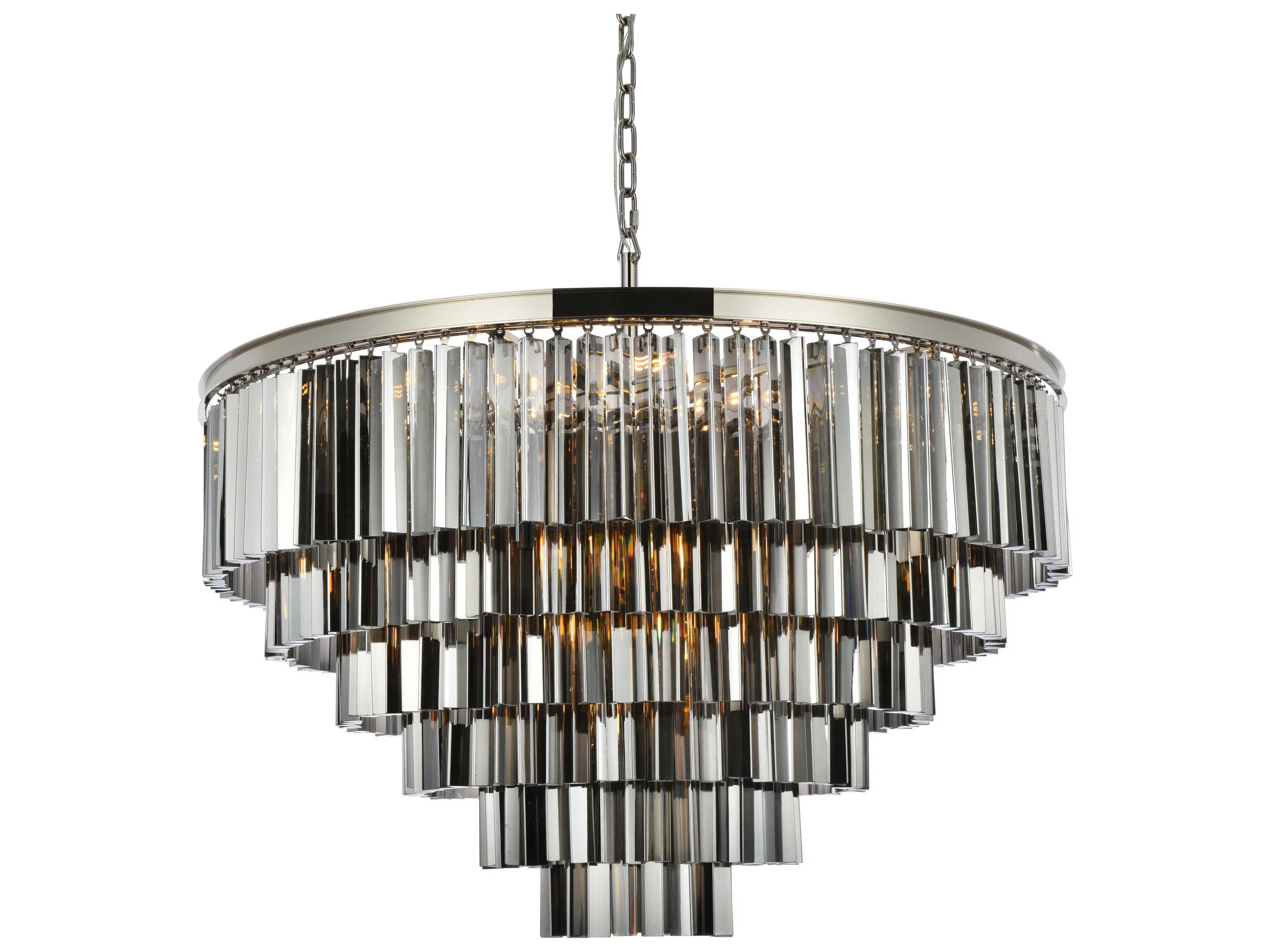 Elegant Lighting Sydney 33-Light Polished Nickel Silver Crystal Tiered Pendant