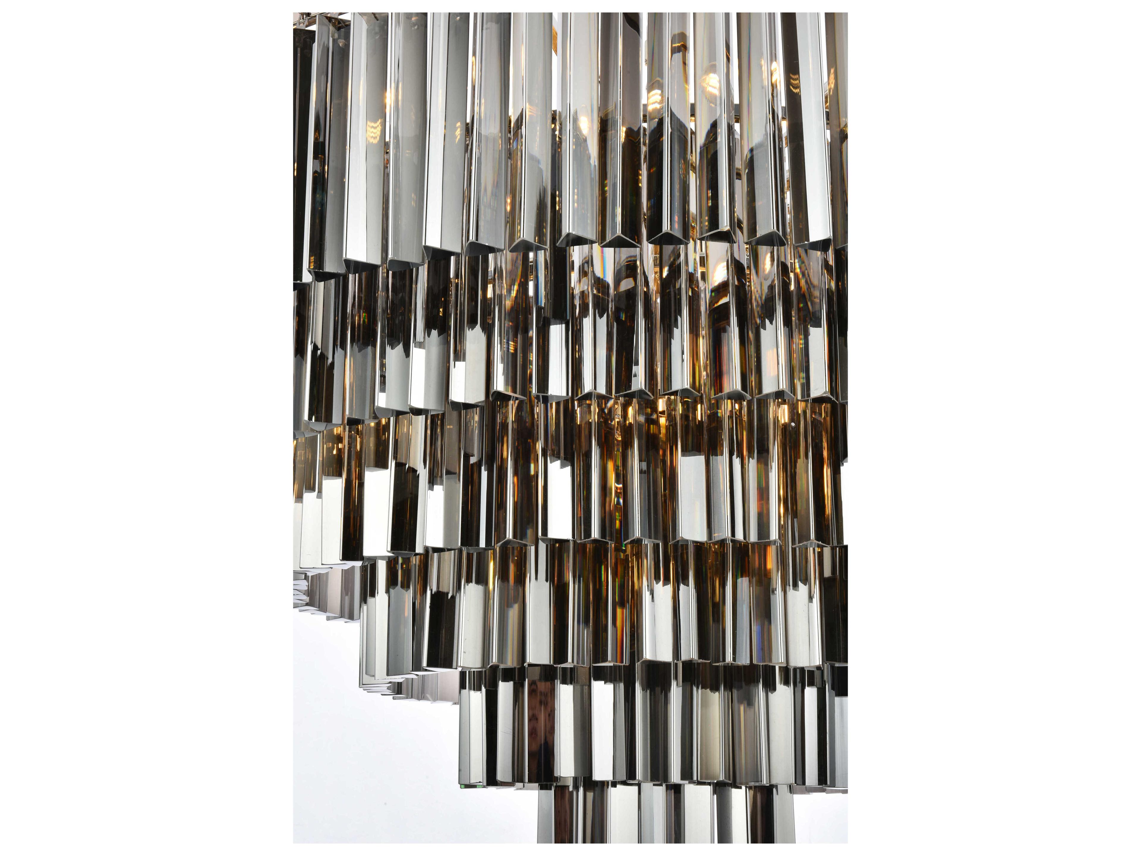 Elegant Lighting Sydney 33-Light Polished Nickel Silver Crystal Tiered Pendant