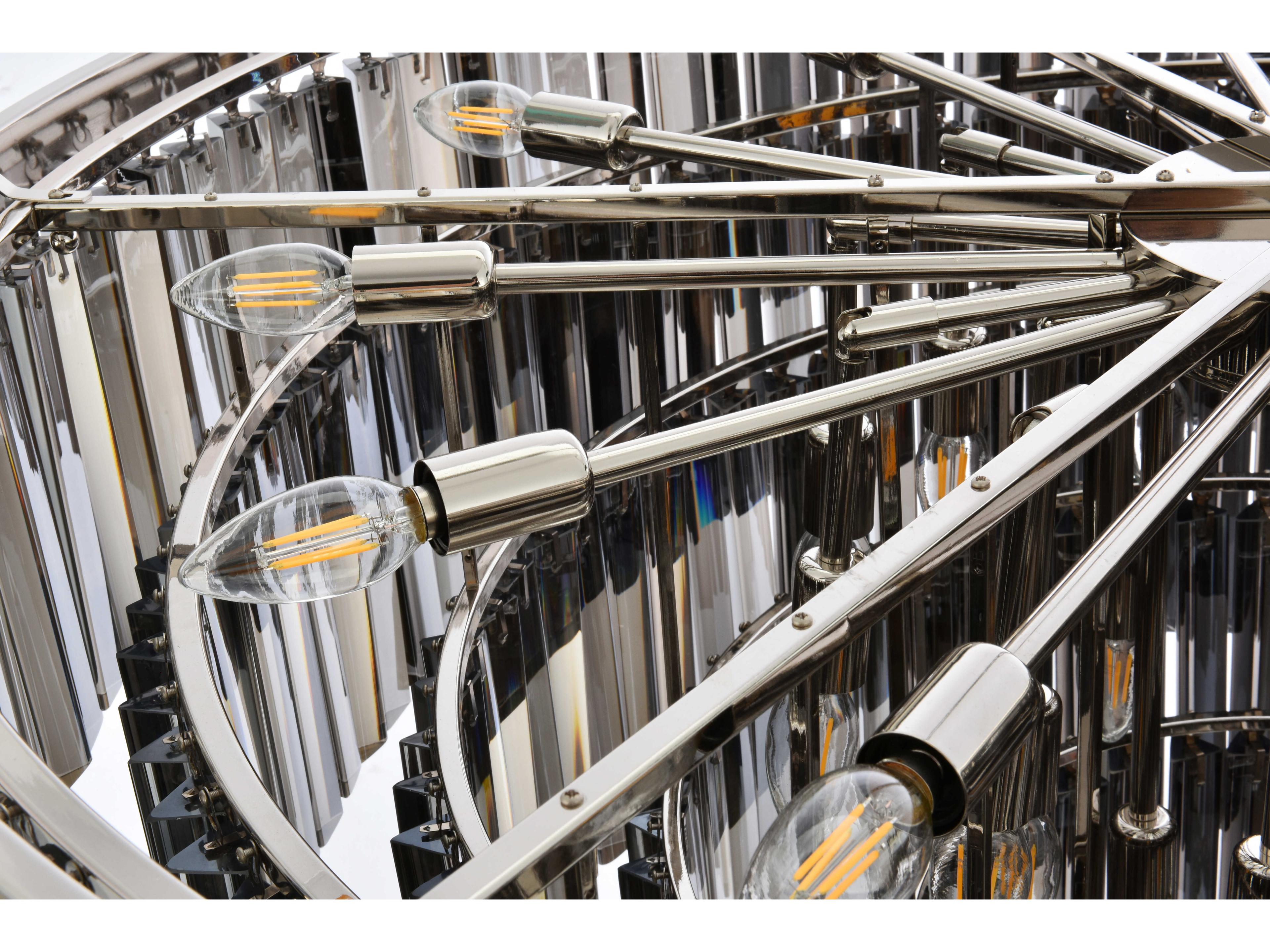 Elegant Lighting Sydney 33-Light Polished Nickel Silver Crystal Tiered Pendant