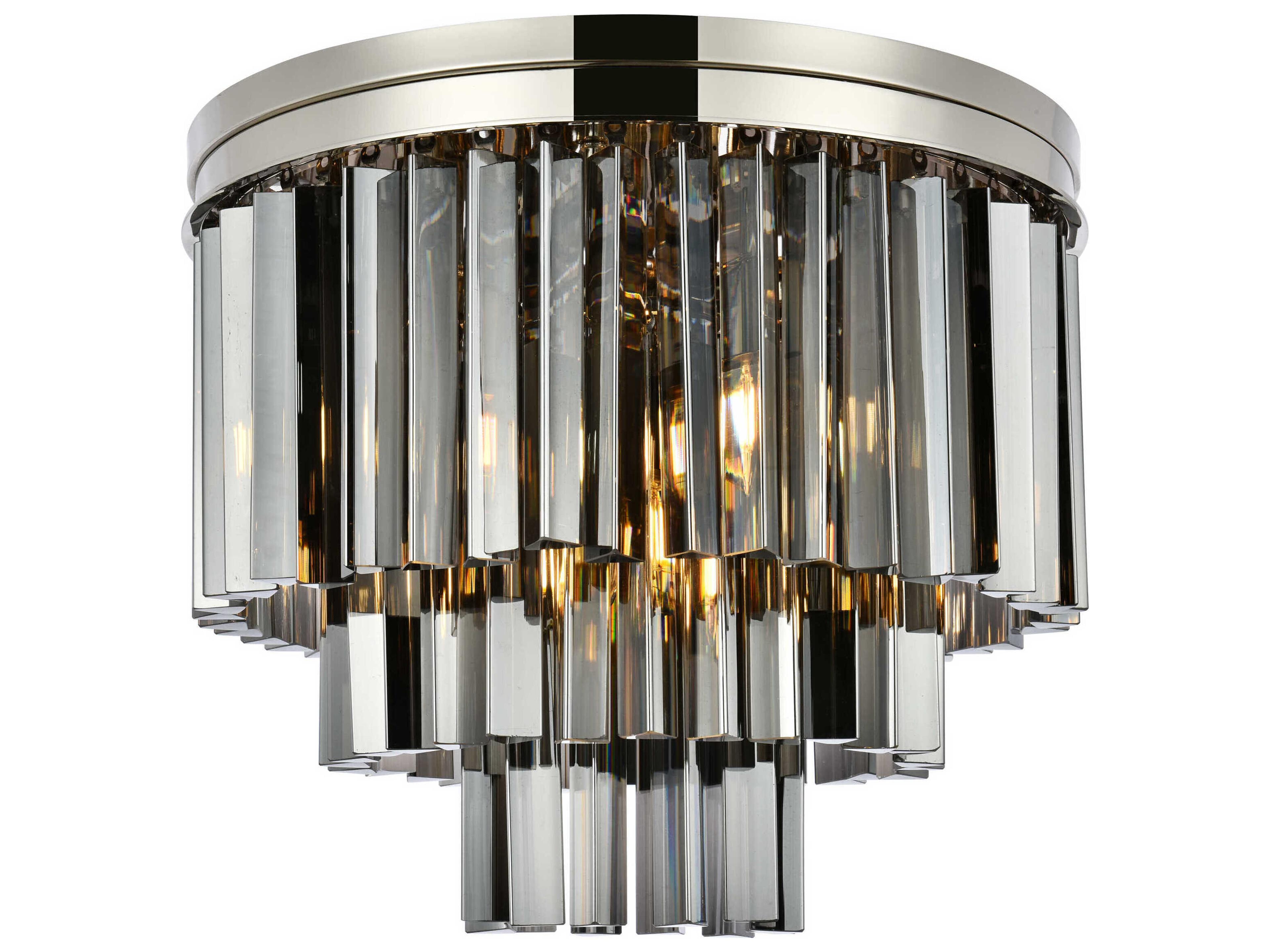 Sydney 9-Light Polished Nickel Silver Crystal Tiered Flush Mount