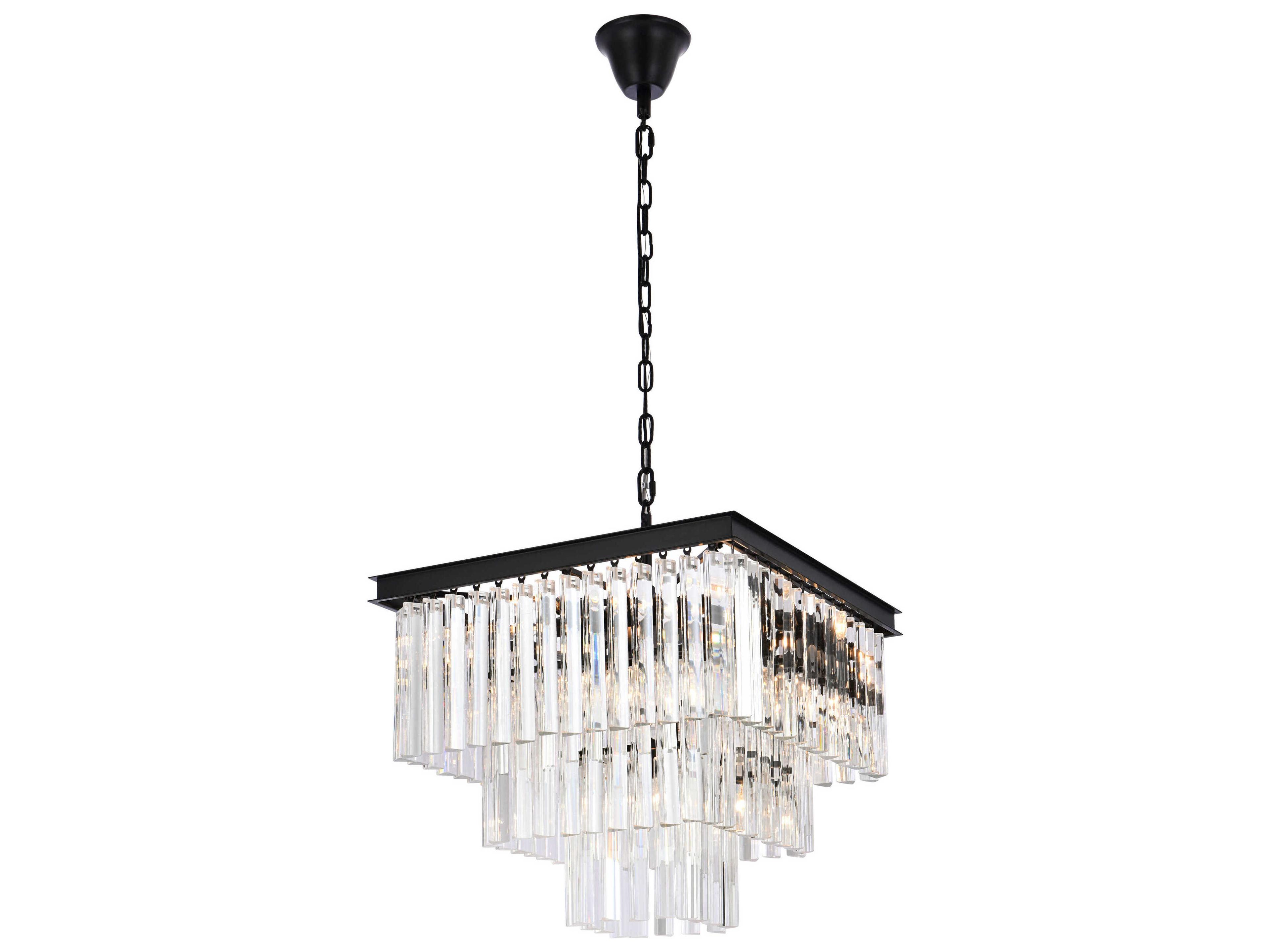 Elegant Lighting Sydney 13-Light Matte Black Tiered Pendant