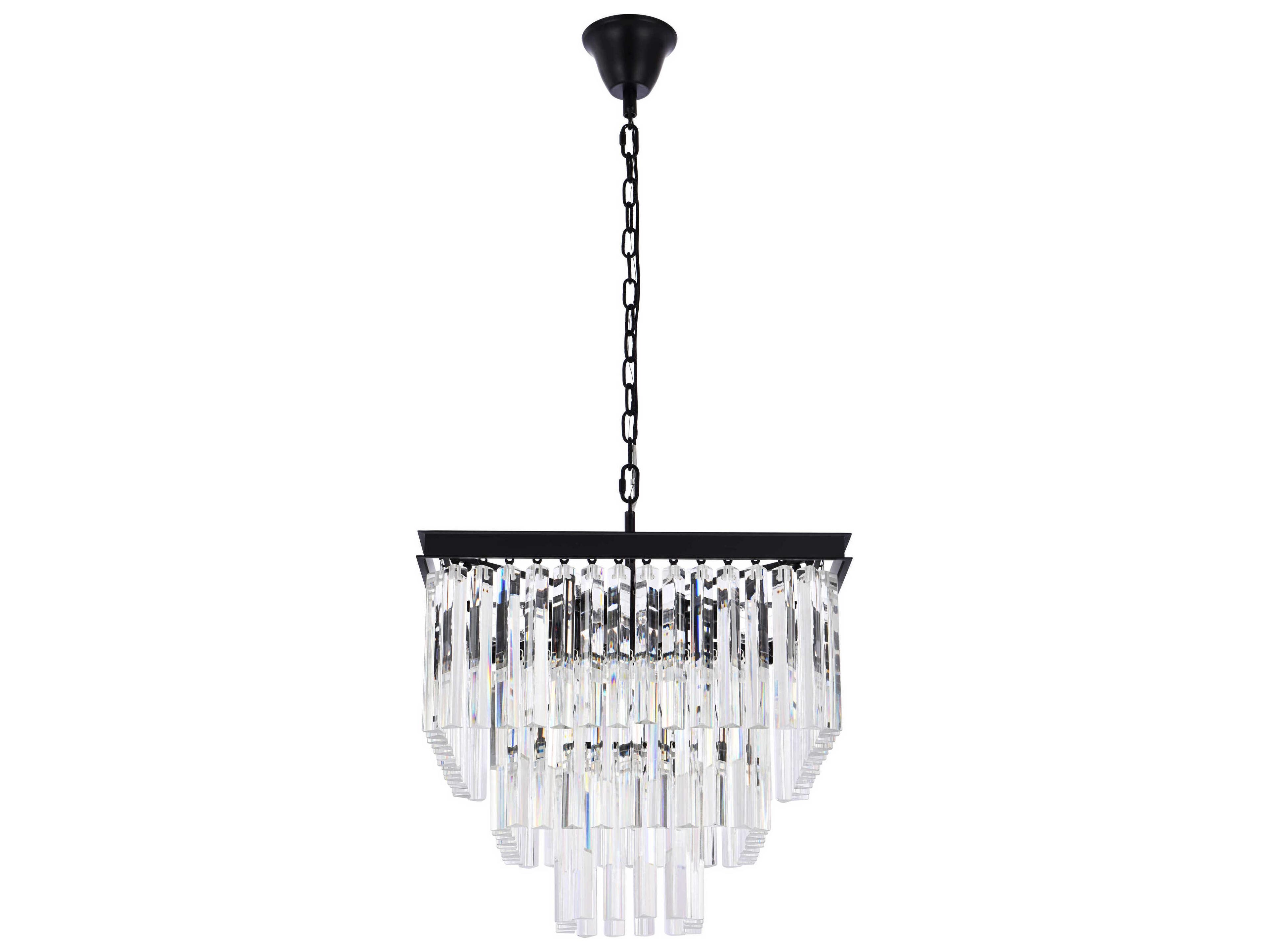 Elegant Lighting Sydney 13-Light Matte Black Tiered Pendant
