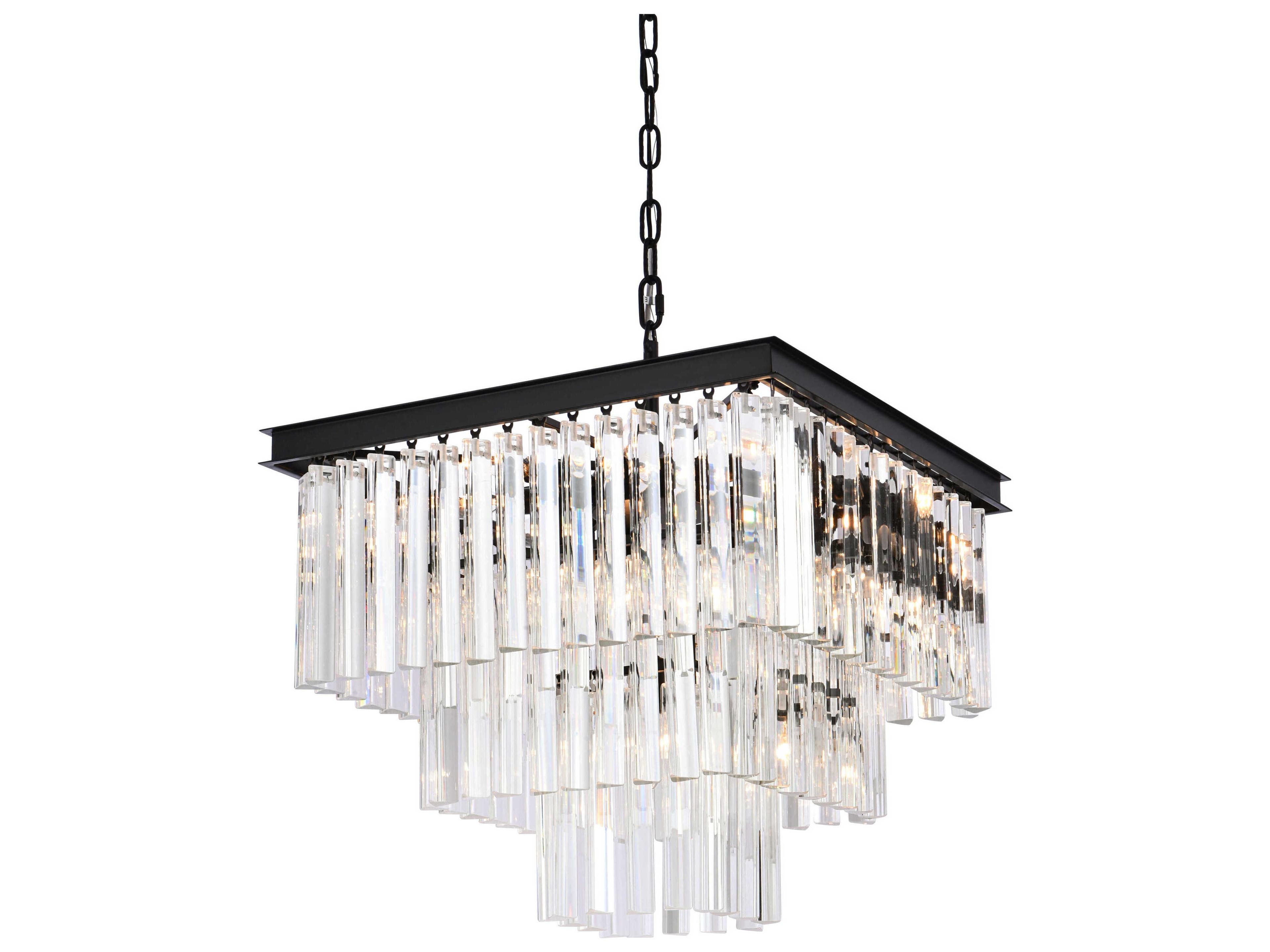 Elegant Lighting Sydney 13-Light Matte Black Tiered Pendant