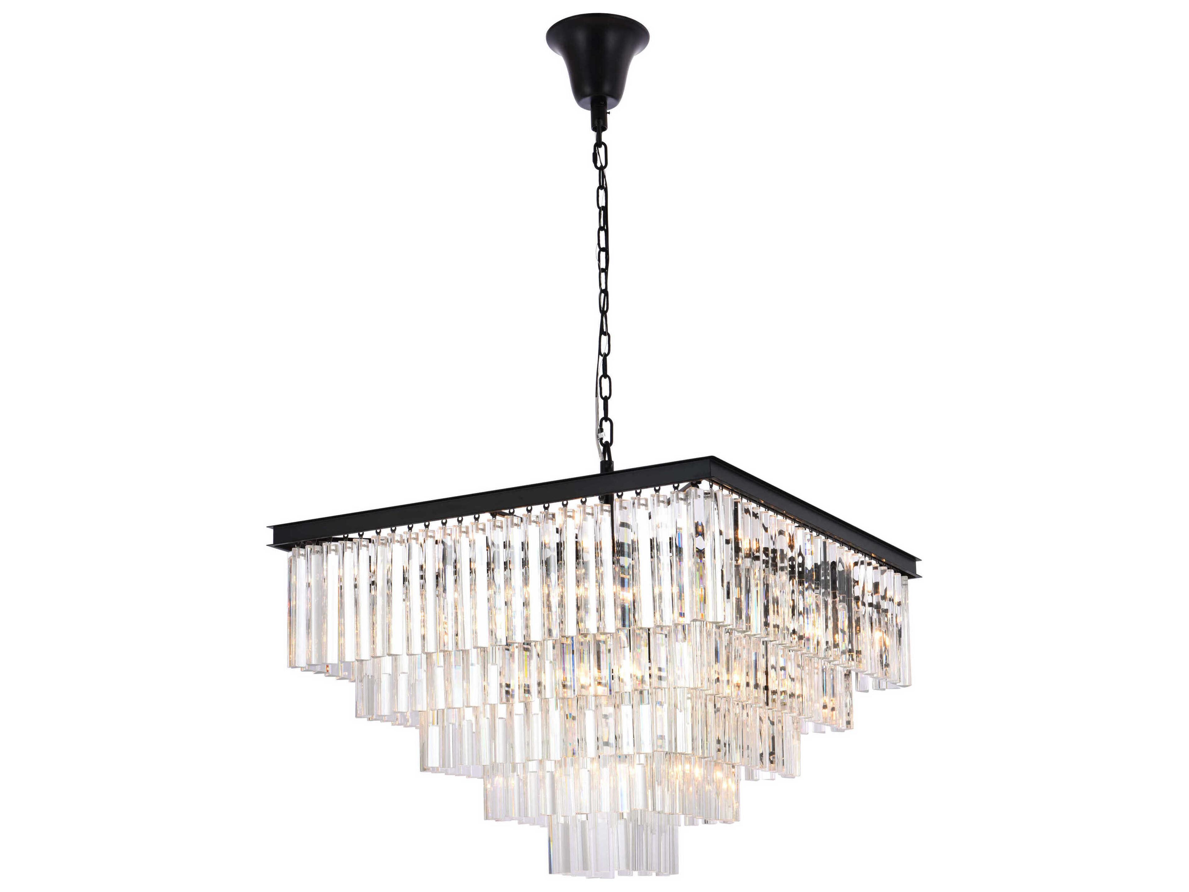 Sydney 21-Light Matte Black Tiered Pendant