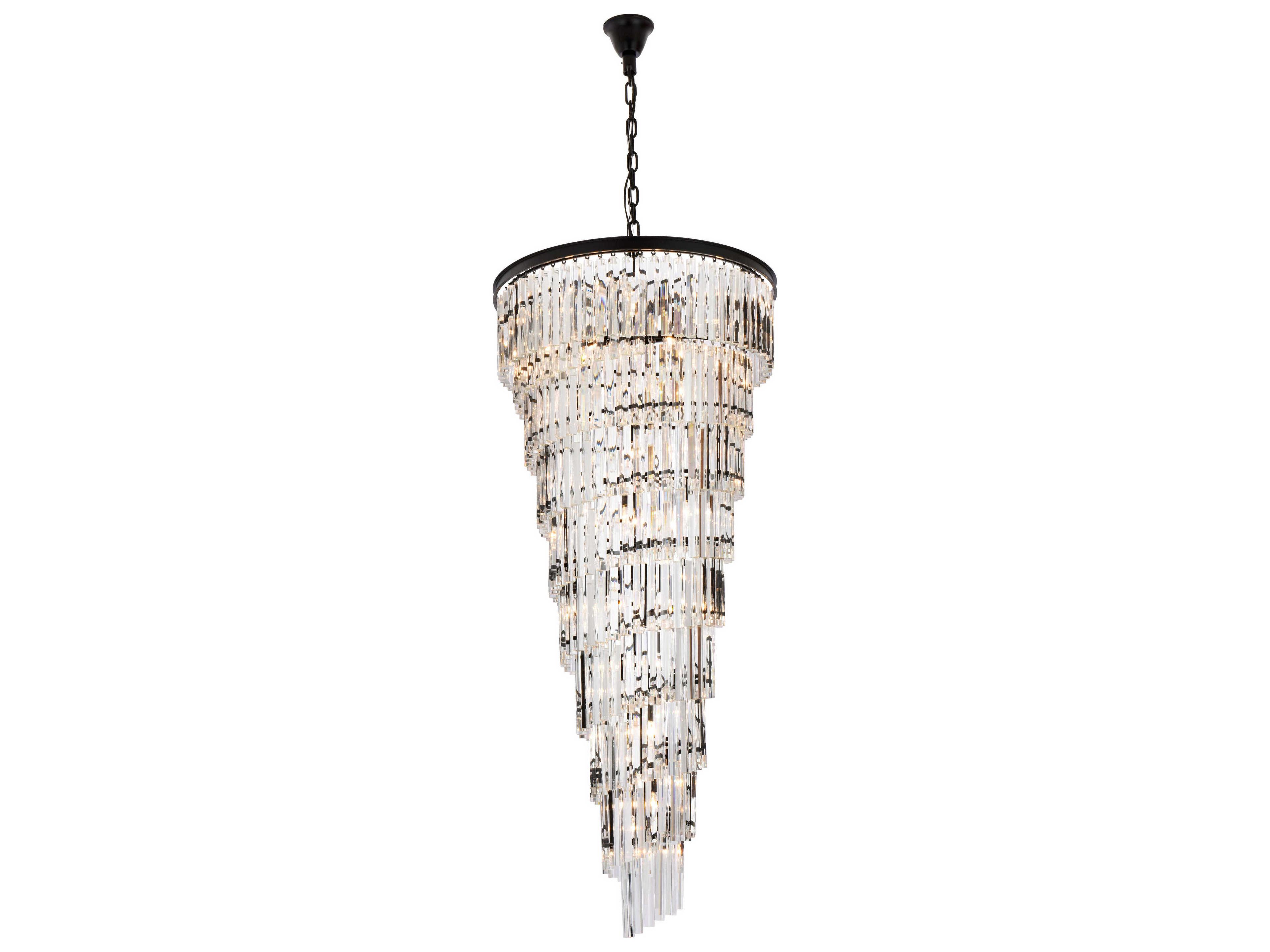 Sydney 35-Light Matte Black Tiered Chandelier