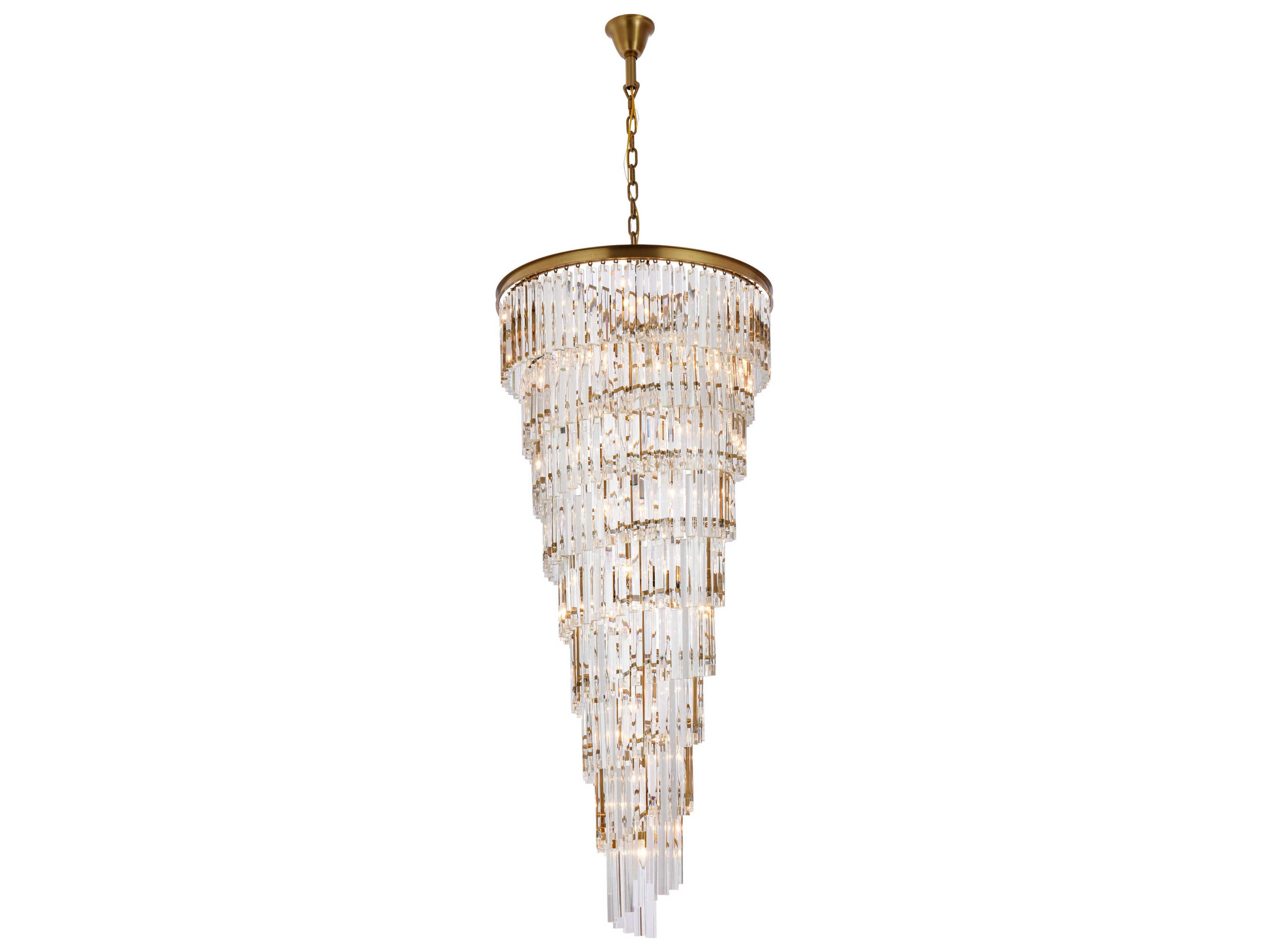 Sydney 35-Light Satin Gold Tiered Chandelier
