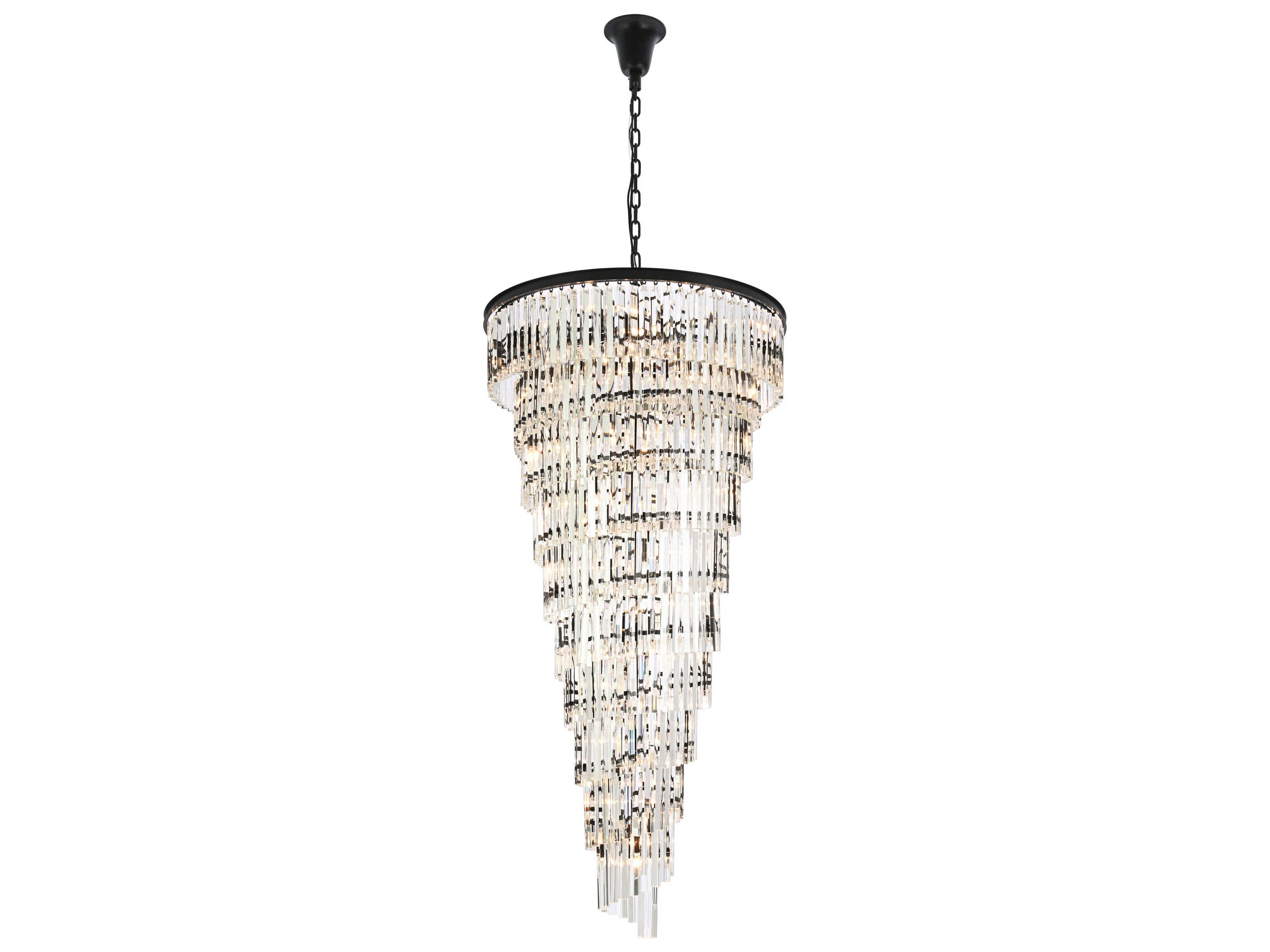 Sydney 42-Light Matte Black Tiered Chandelier