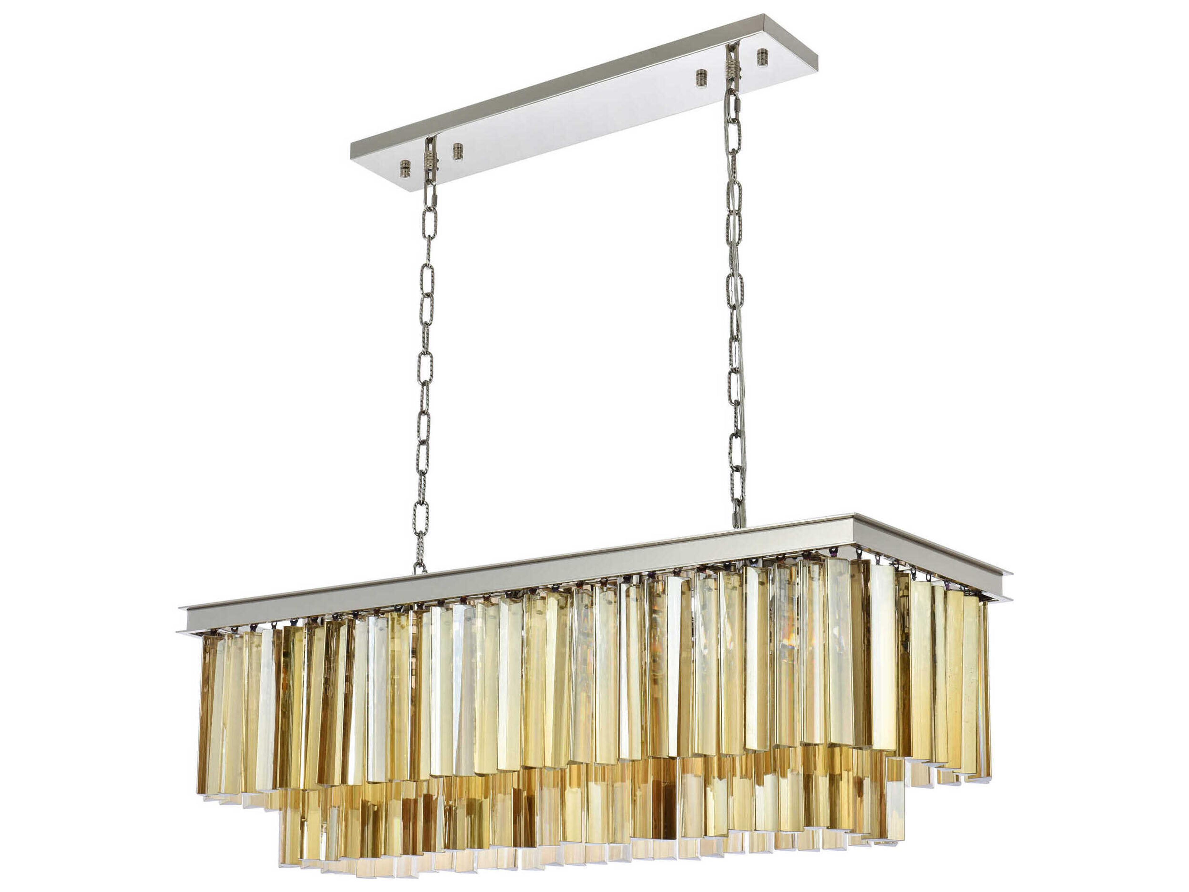 Elegant Lighting Sydney 12-Light Polished Nickel Gold Crystal Tiered Island Pendant