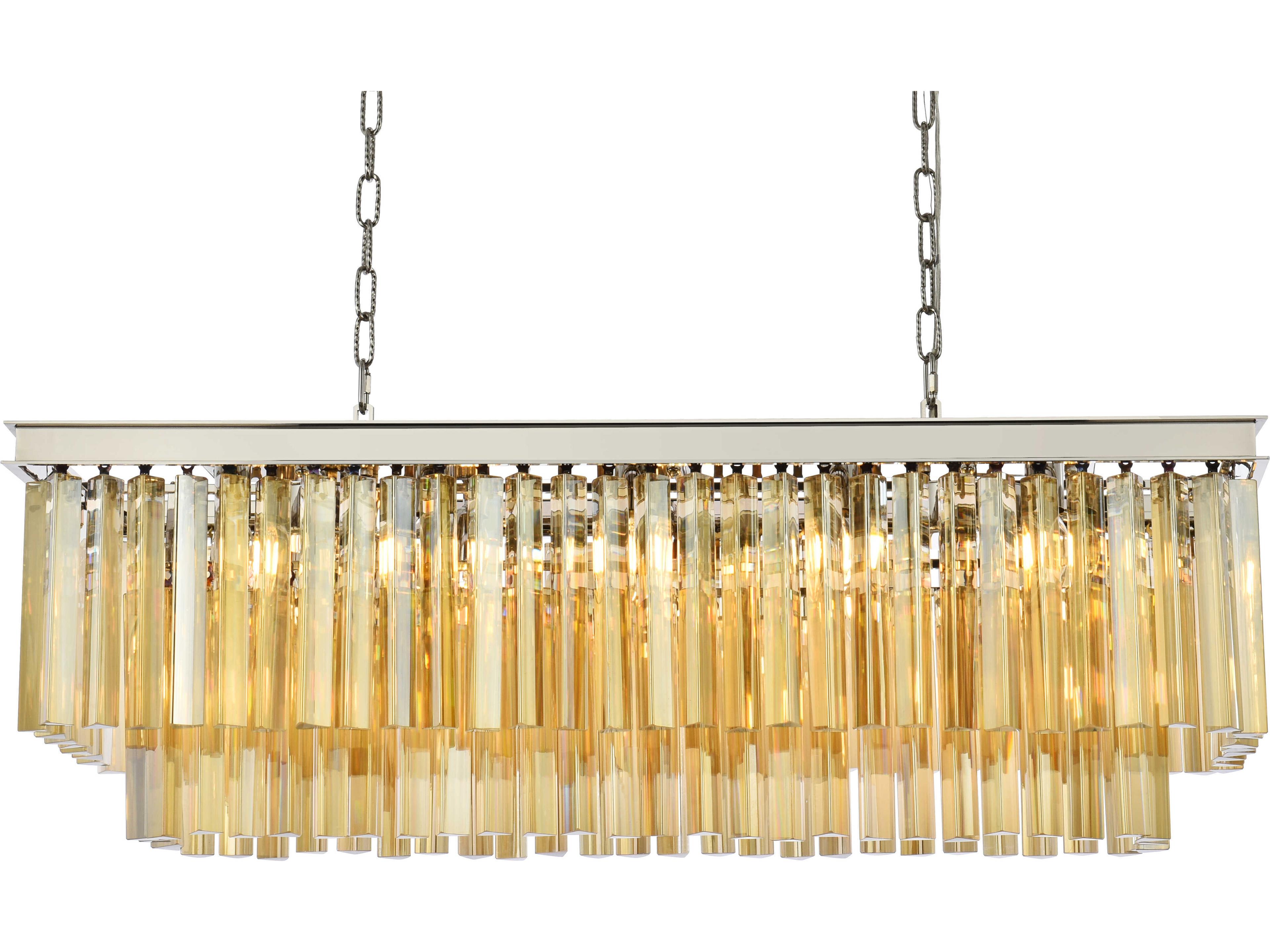 Elegant Lighting Sydney 12-Light Polished Nickel Gold Crystal Tiered Island Pendant