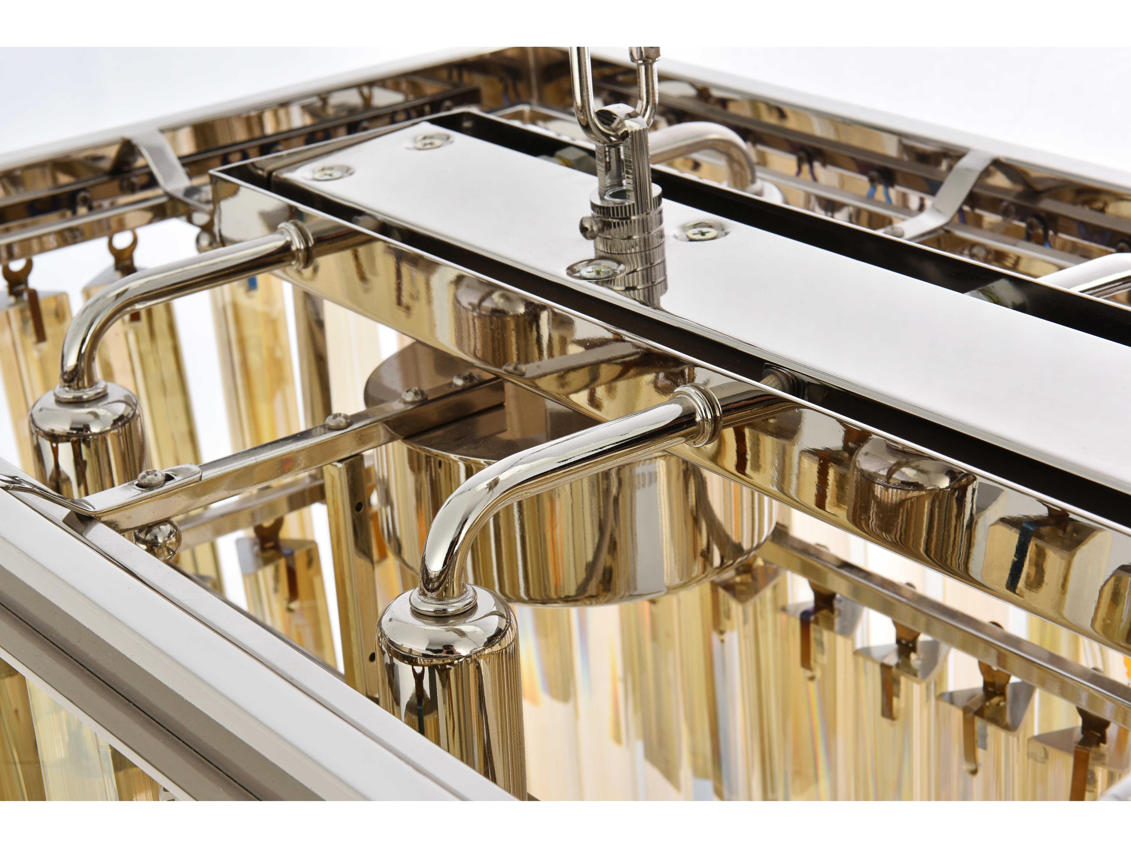 Elegant Lighting Sydney 12-Light Polished Nickel Gold Crystal Tiered Island Pendant