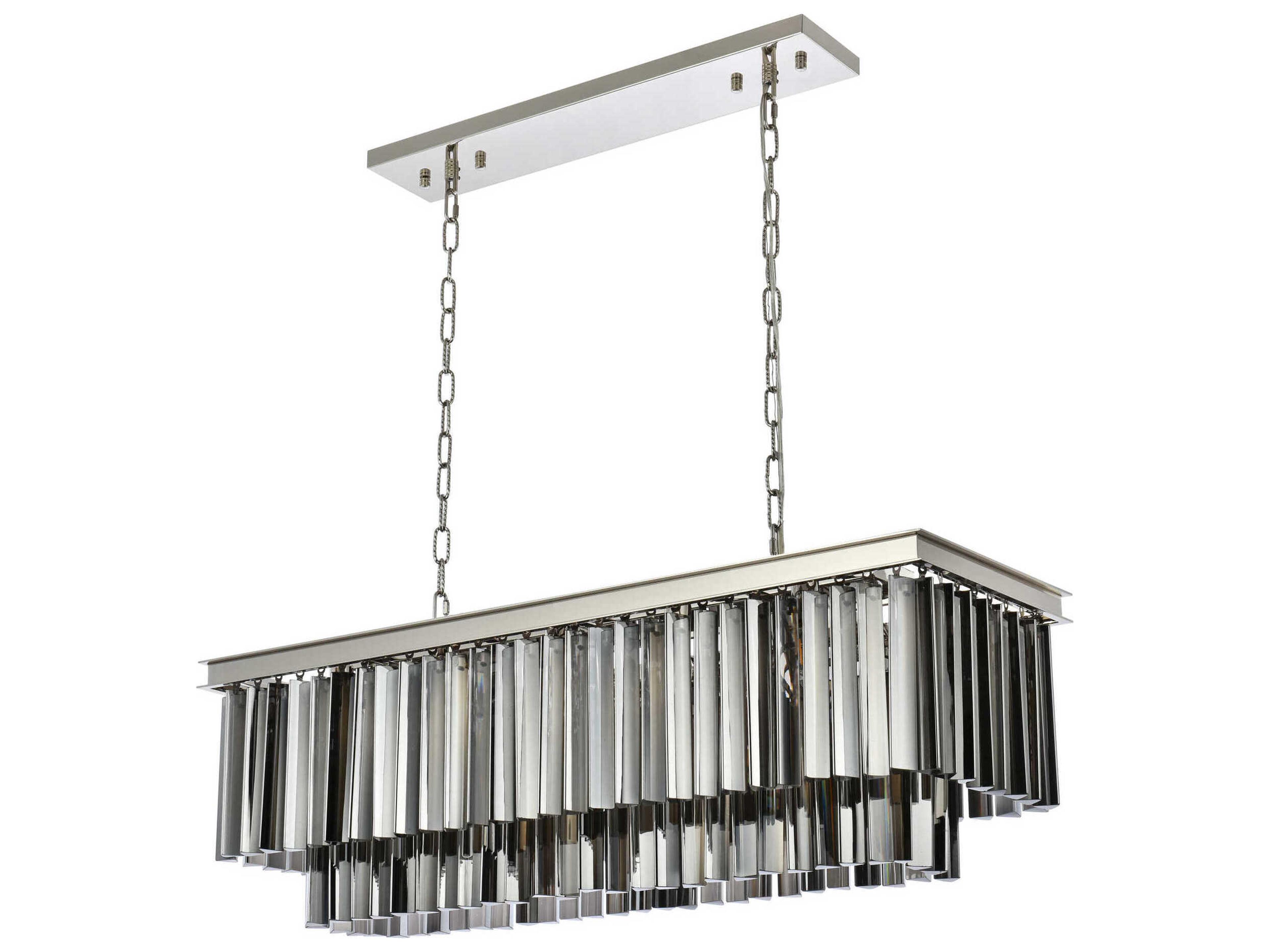 Elegant Lighting Sydney 12-Light Polished Nickel Silver Crystal Tiered Island Pendant