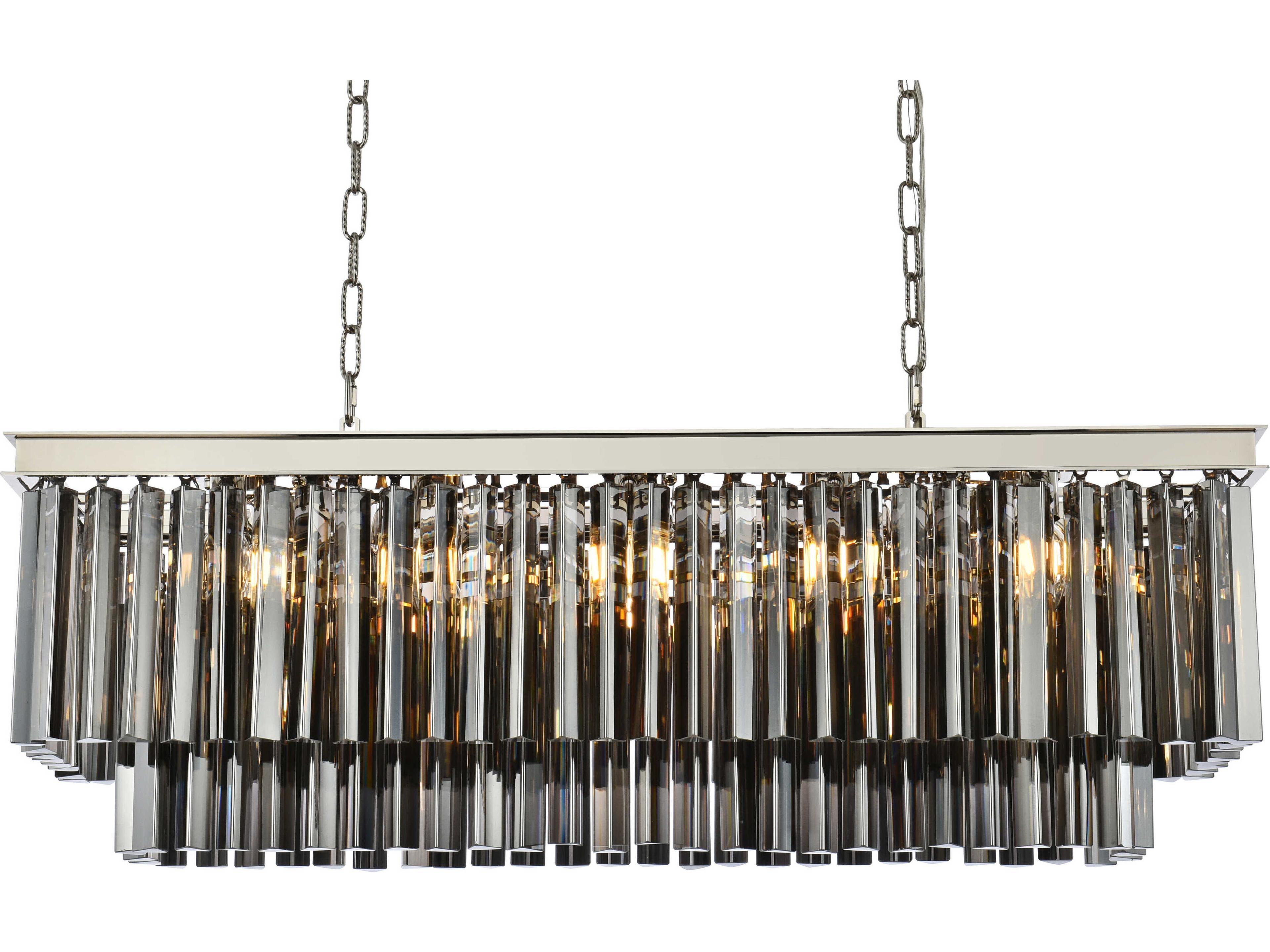 Elegant Lighting Sydney 12-Light Polished Nickel Silver Crystal Tiered Island Pendant