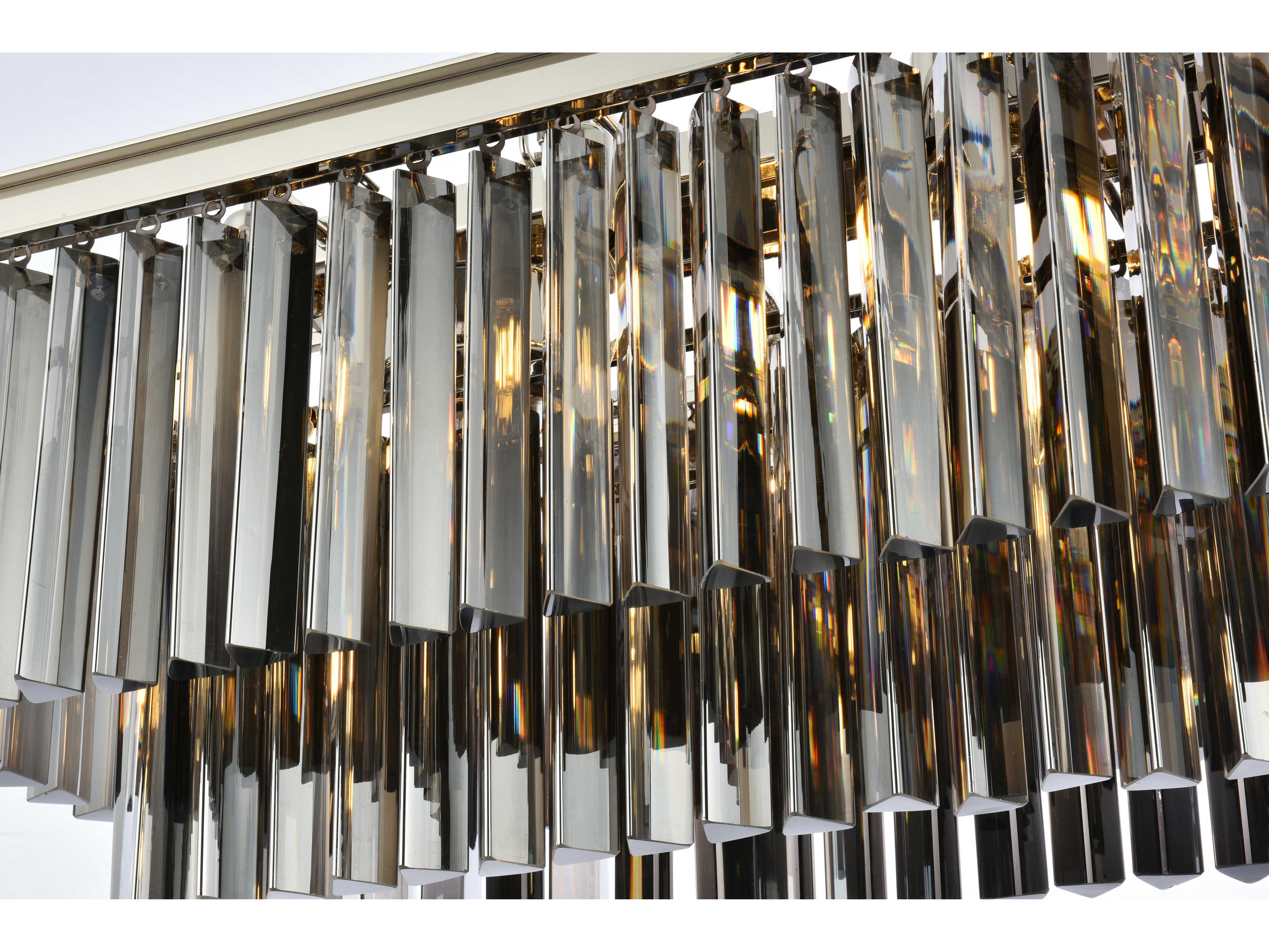 Elegant Lighting Sydney 12-Light Polished Nickel Silver Crystal Tiered Island Pendant