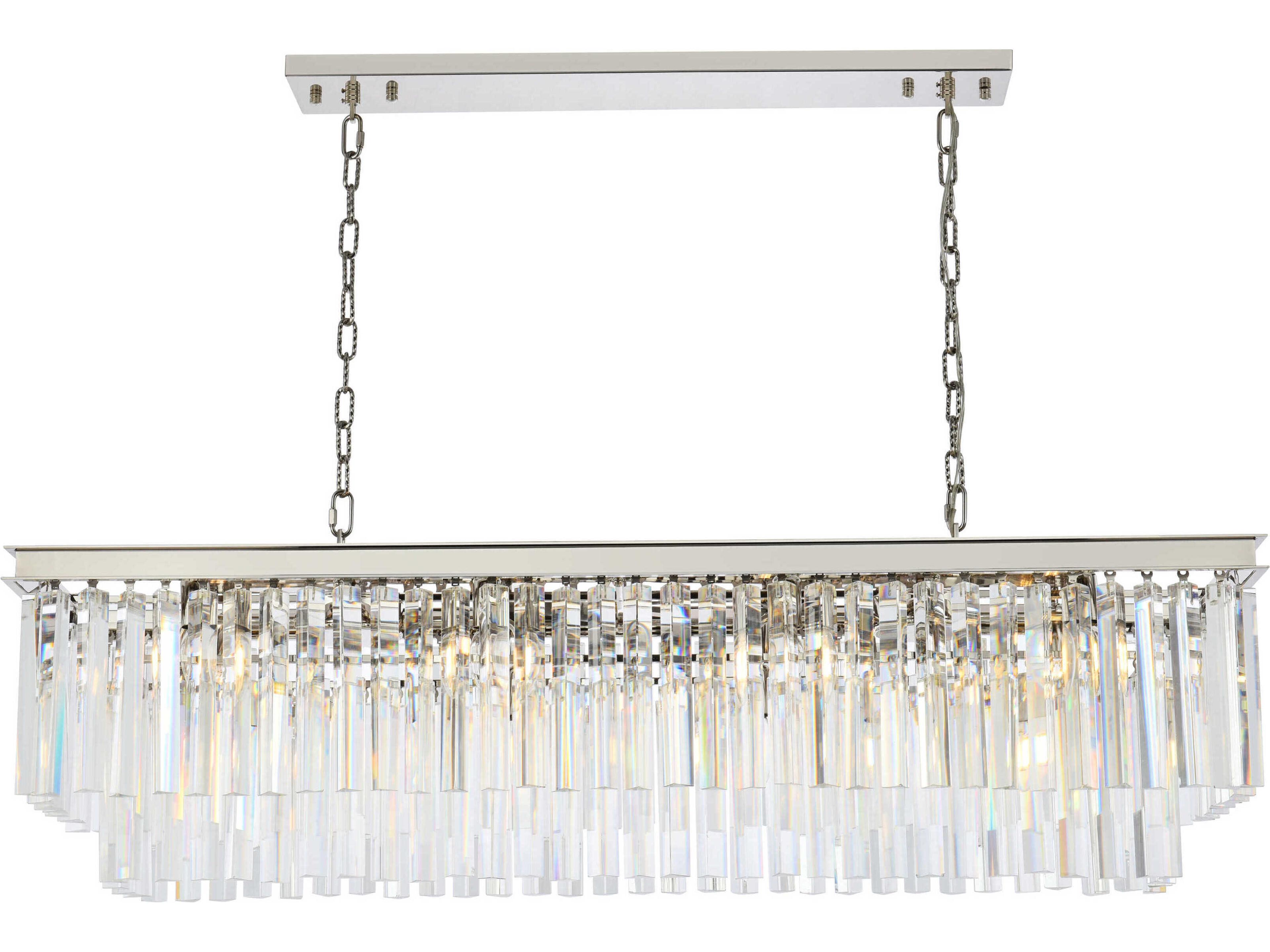Urban 12-Light Polished Nickel Clear Crystal Tiered Island Pendant