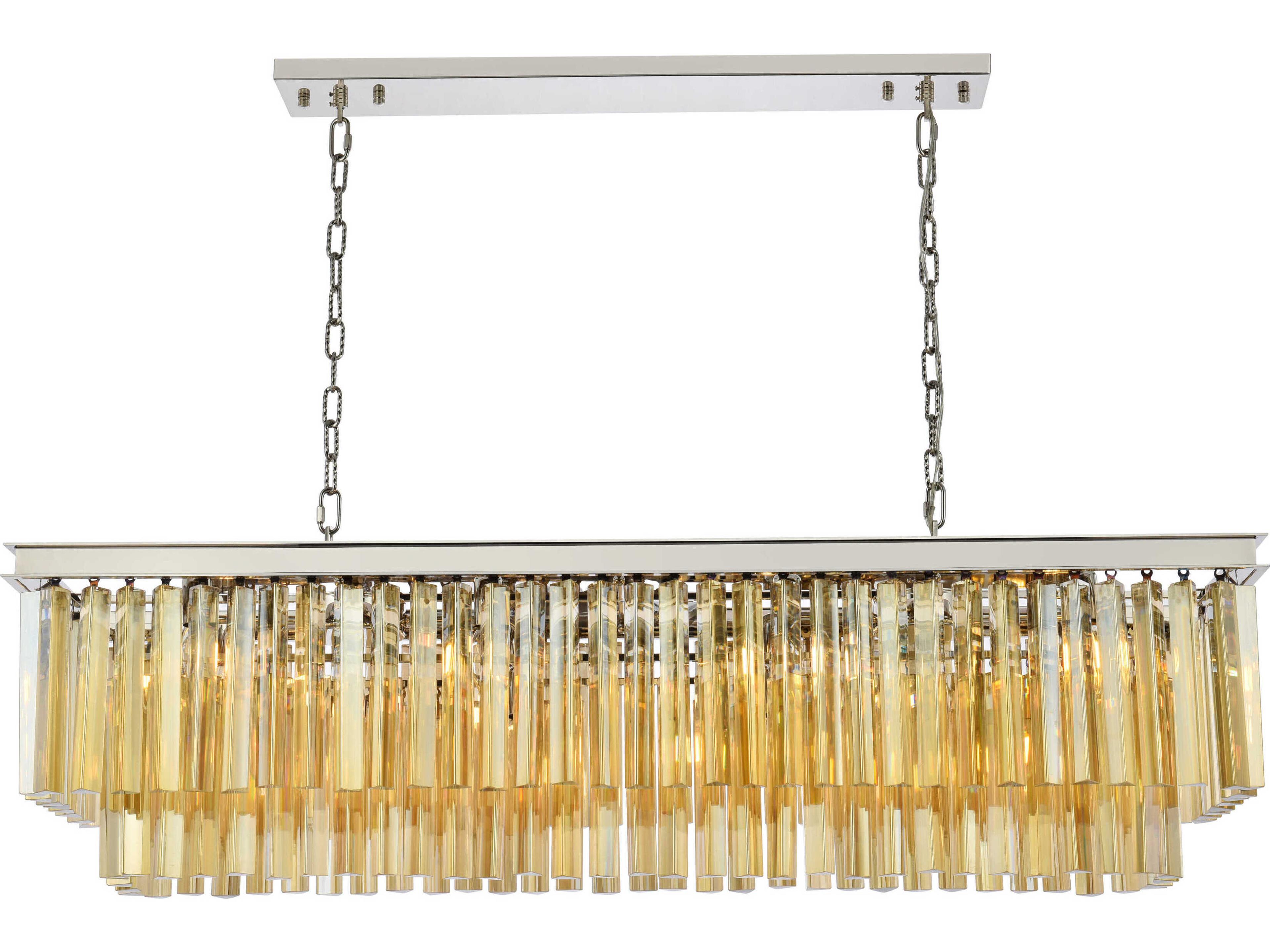 Sydney 12-Light Polished Nickel Gold Crystal Tiered Island Pendant