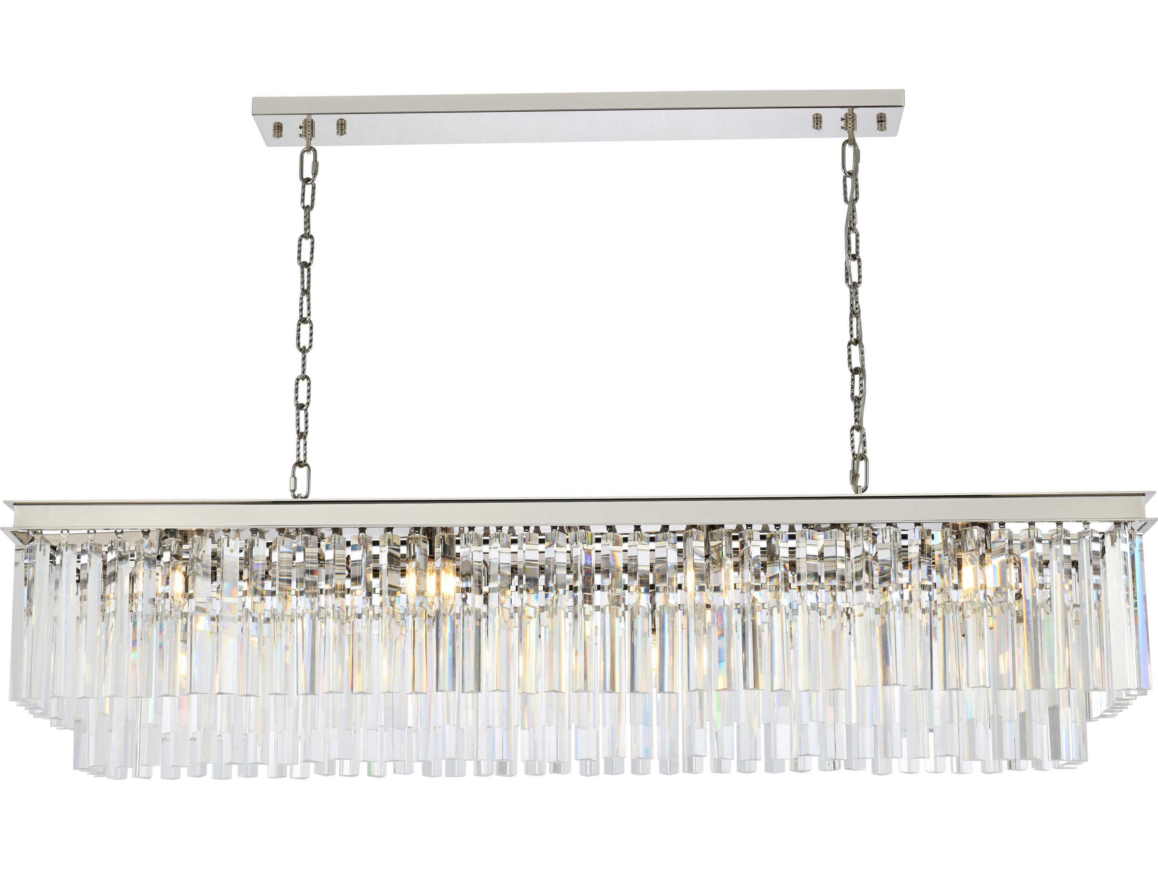 Urban 12-Light Polished Nickel Clear Crystal Tiered Island Pendant
