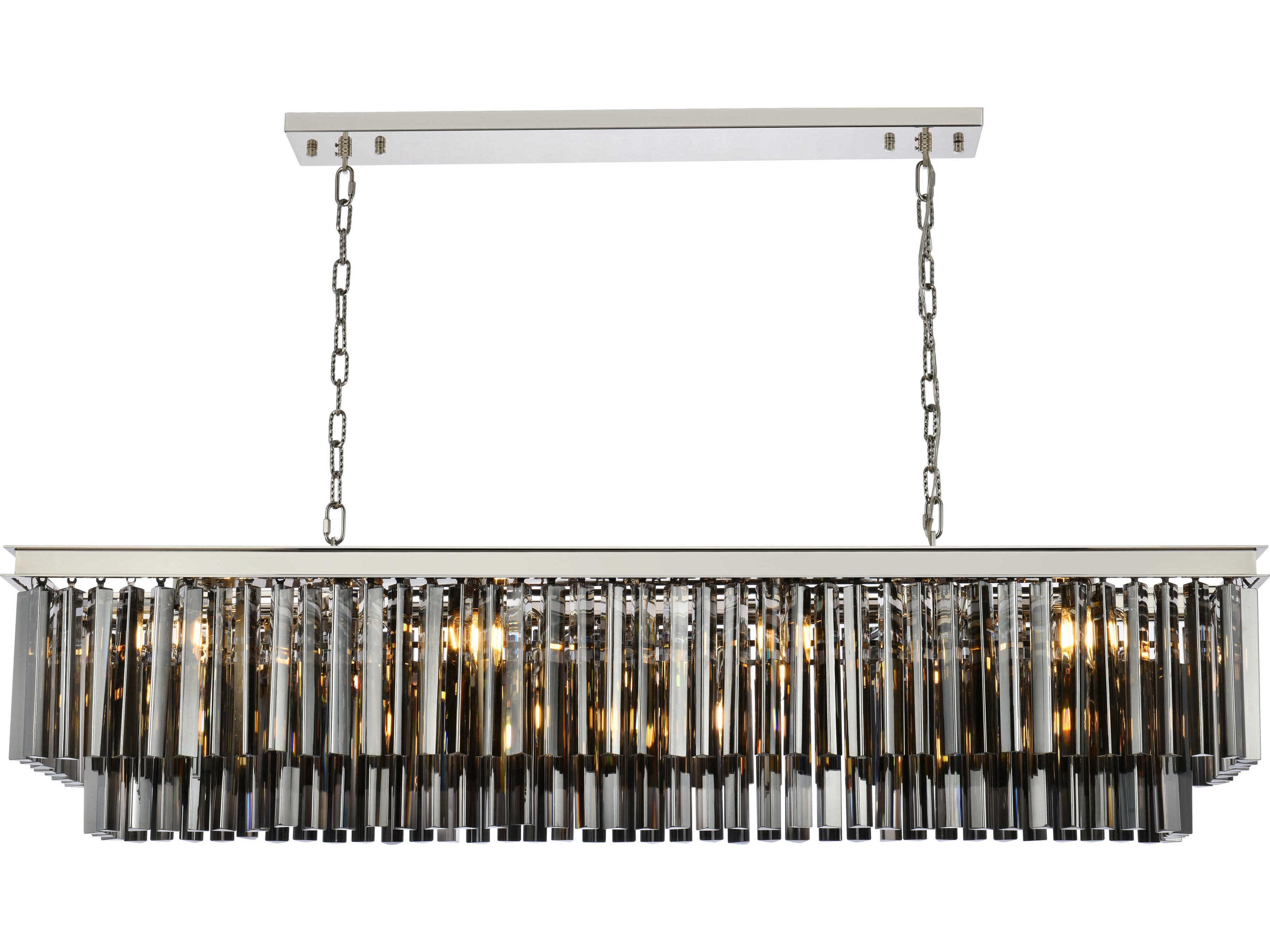 Sydney 12-Light Polished Nickel Silver Crystal Tiered Island Pendant