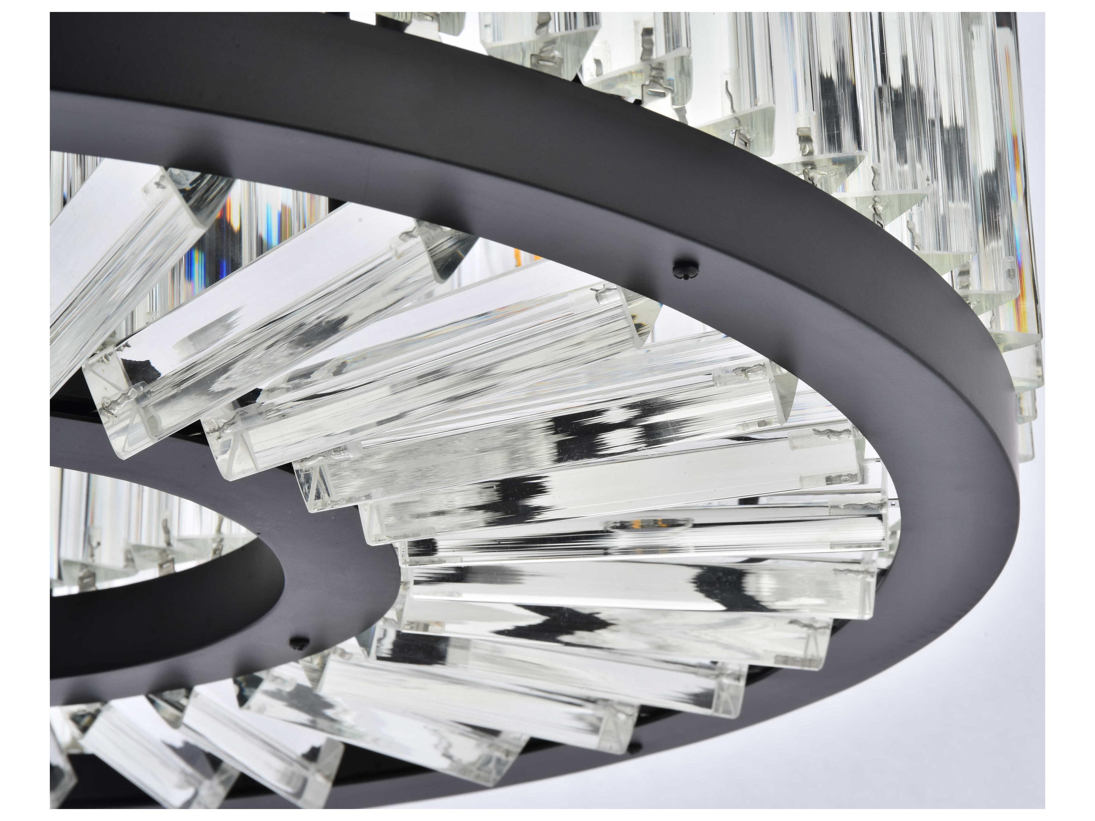 Elegant Lighting Chelsea 8-Light Matte Black Clear Crystal Drum Pendant