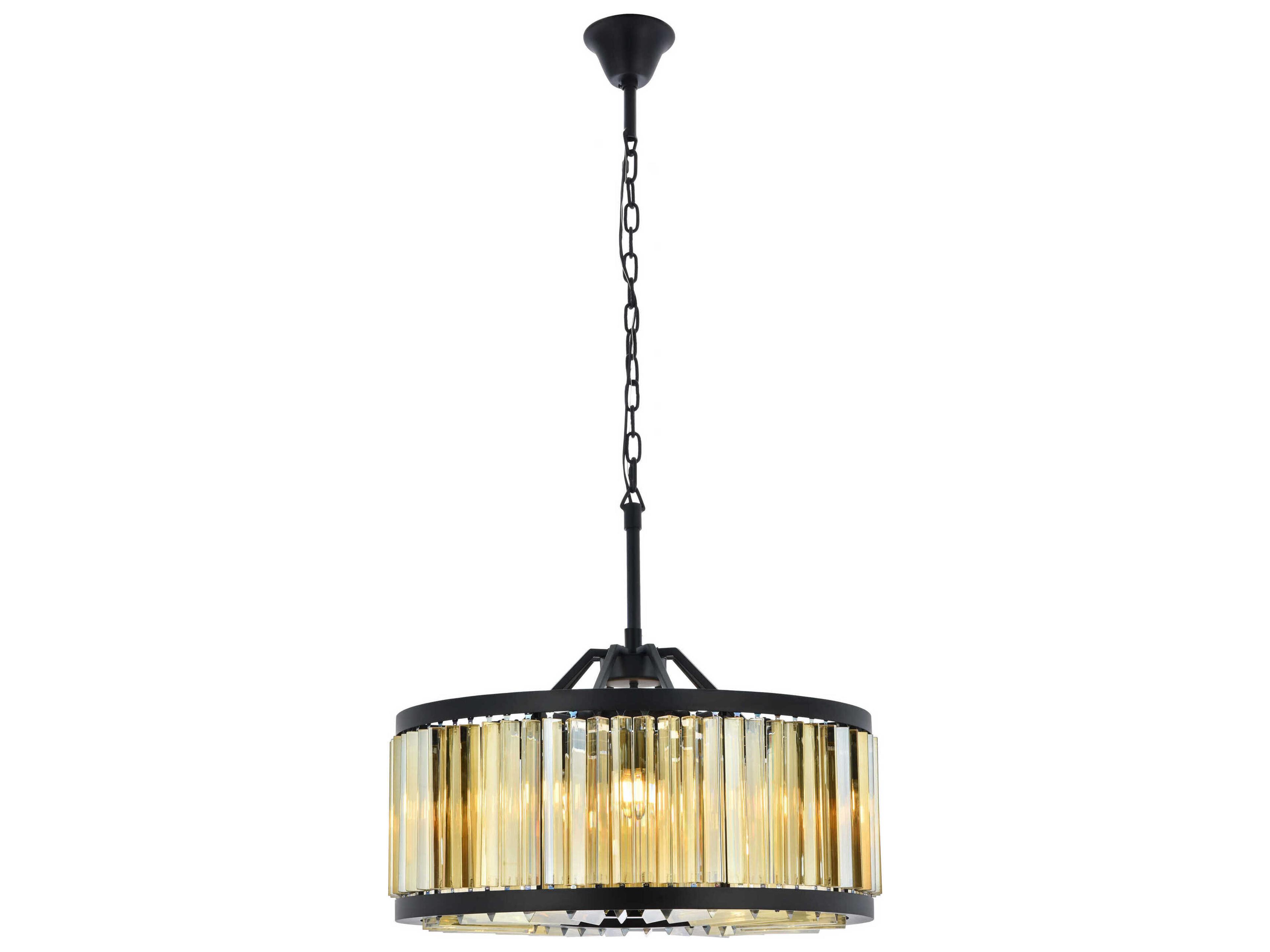 Chelsea 8-Light Matte Black Crystal Drum Pendant