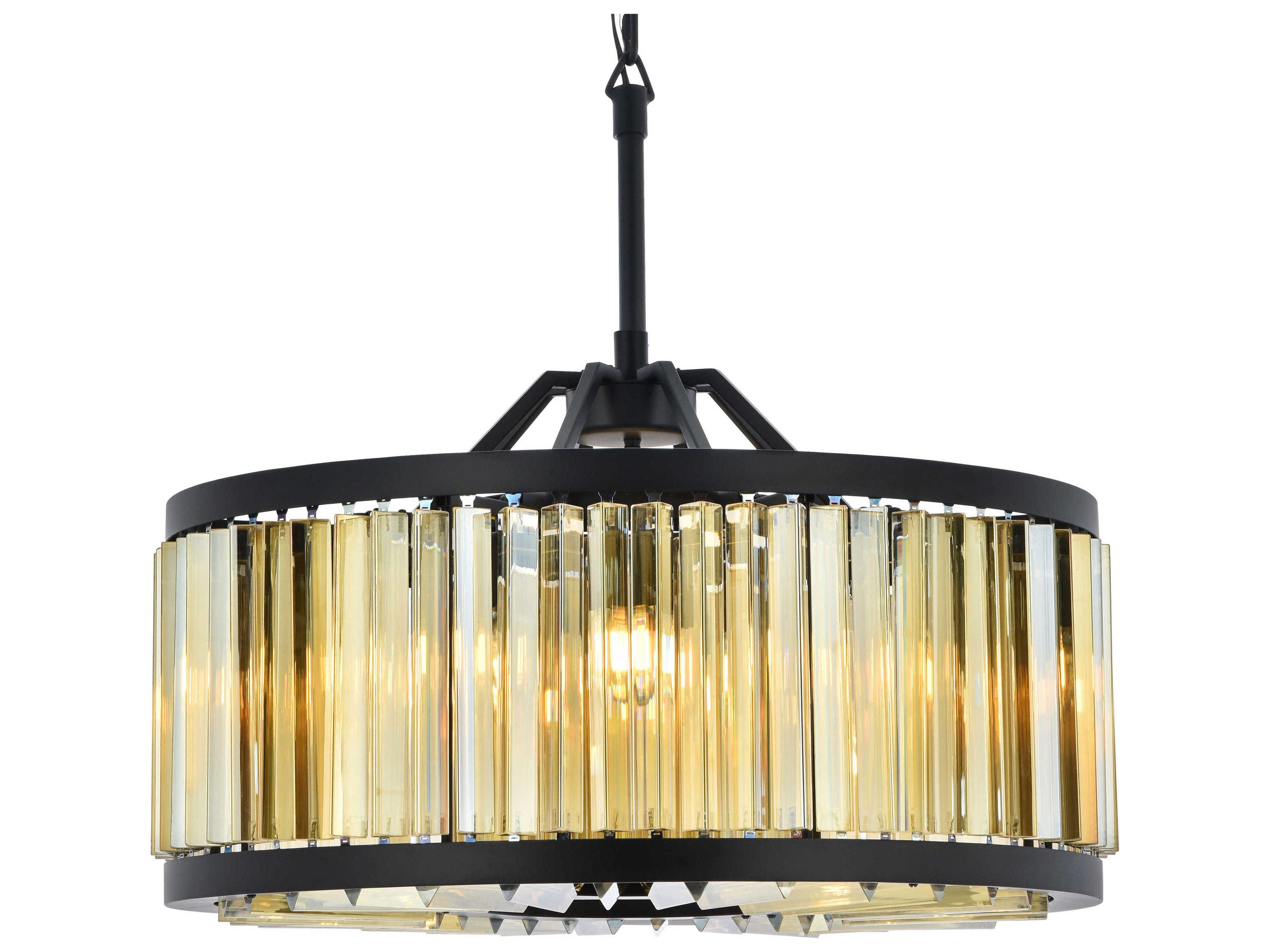Elegant Lighting Chelsea 8-Light Matte Black Crystal Drum Pendant