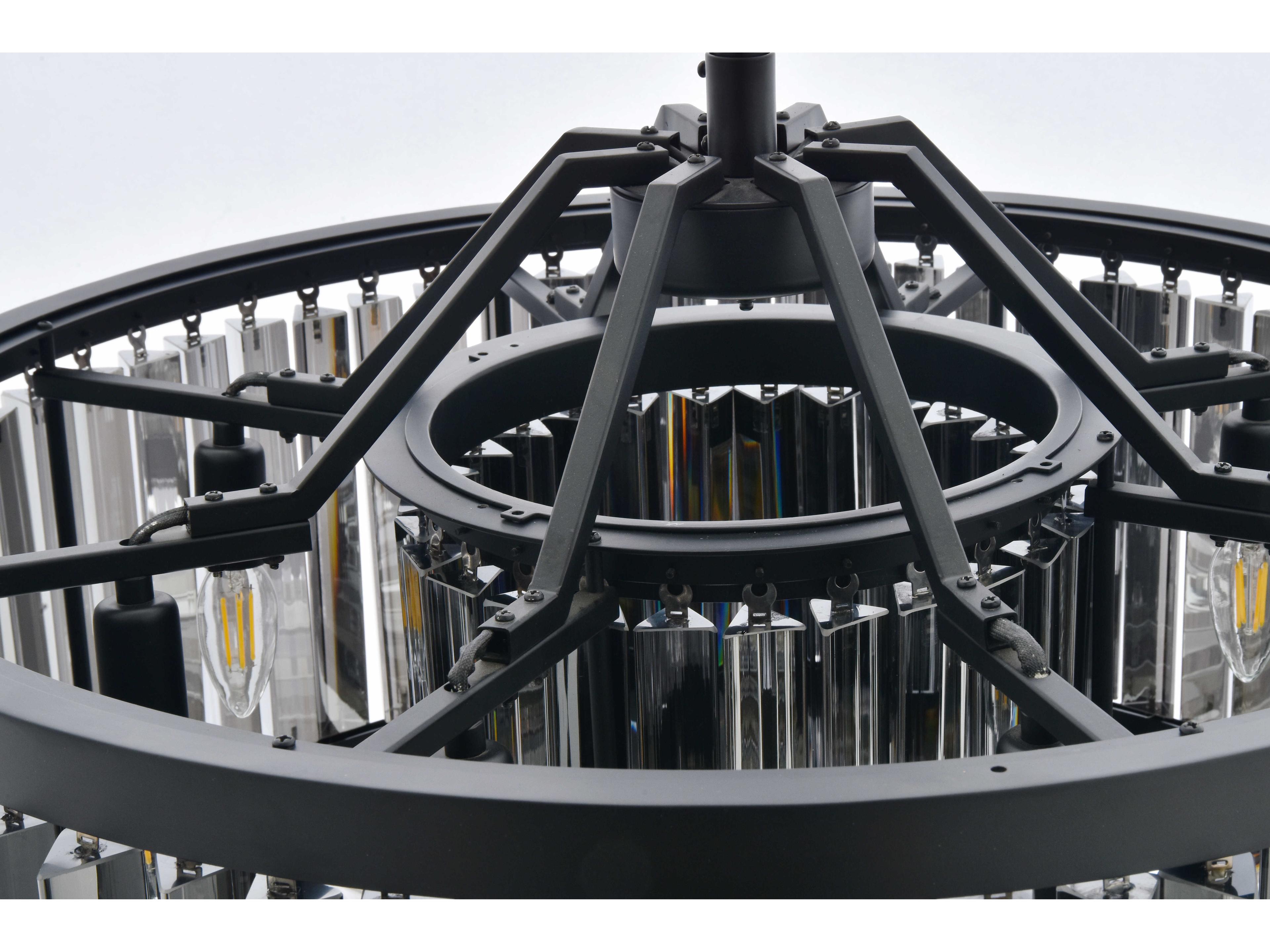 Elegant Lighting Chelsea 8-Light Matte Black Crystal Drum Pendant