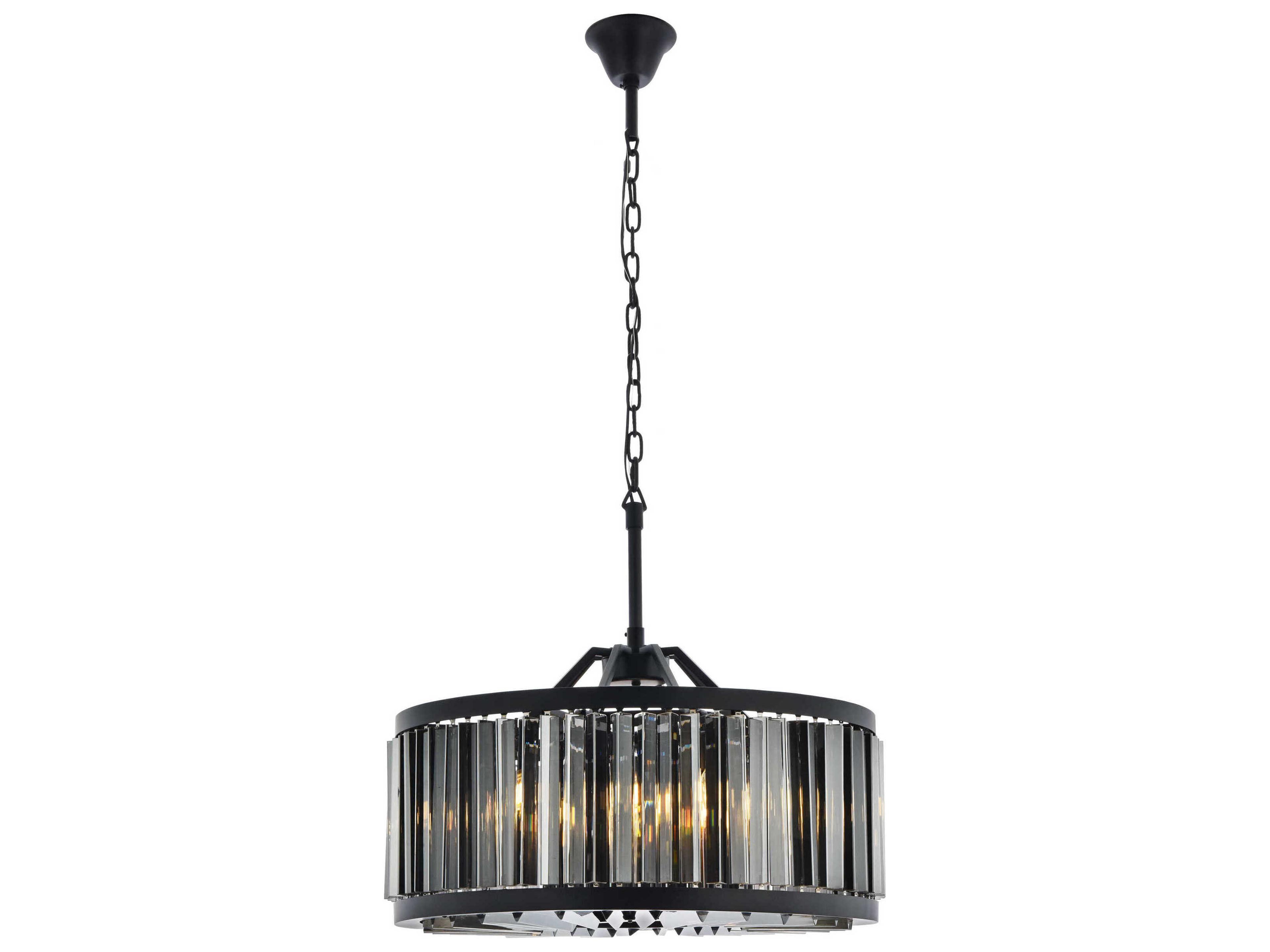 Chelsea 8-Light Matte Black Gray Crystal Drum Pendant